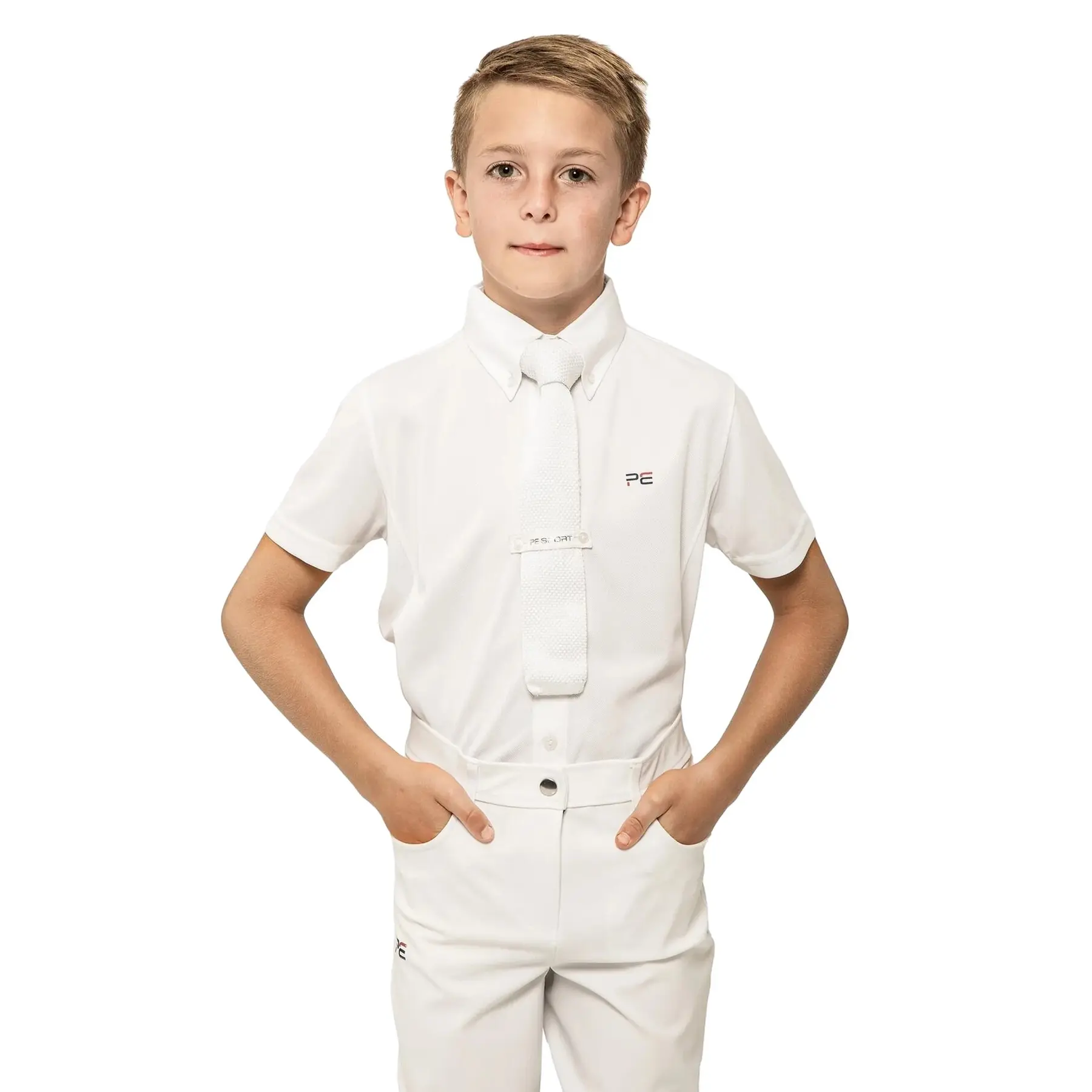 Camicia da equitazione a maniche corte per bambini Premier Equine Mini Antonio