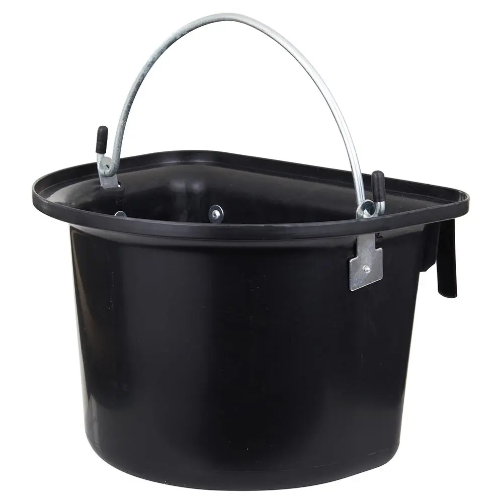 Half-round plastic stable bucket with hooks and handle Premiere