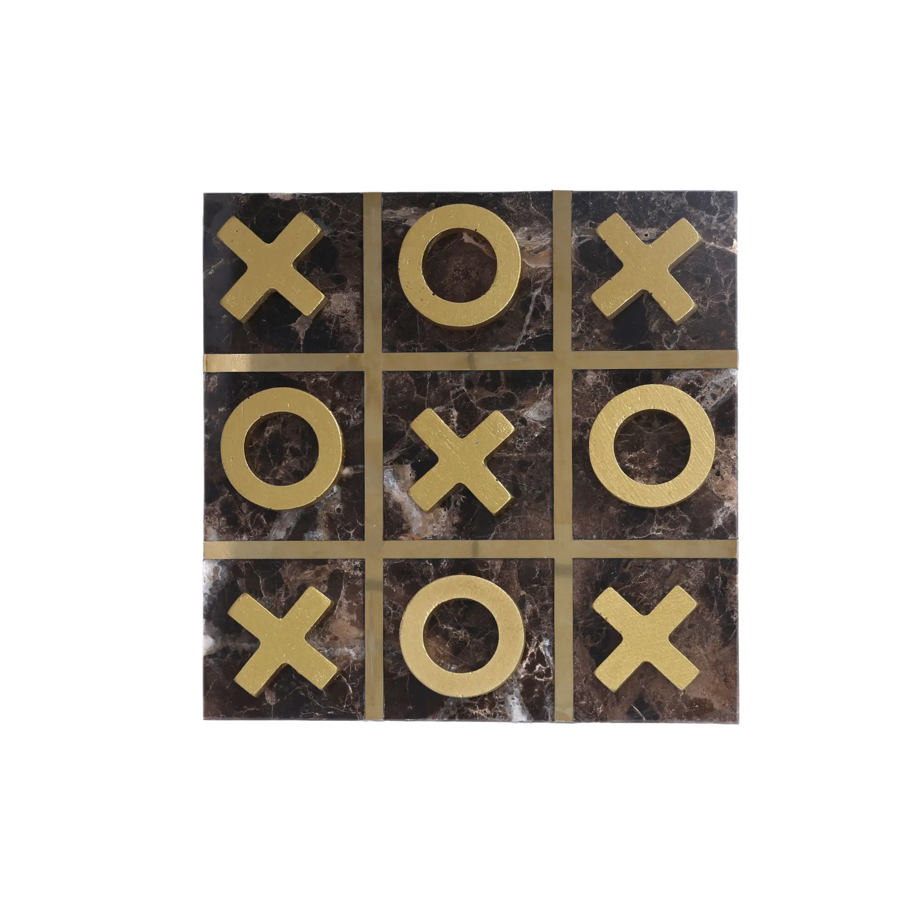 Present Time Ornament Lazio - Donkerbruin - 17.5x17.5x1.8cm - Scandinavisch - Marmer