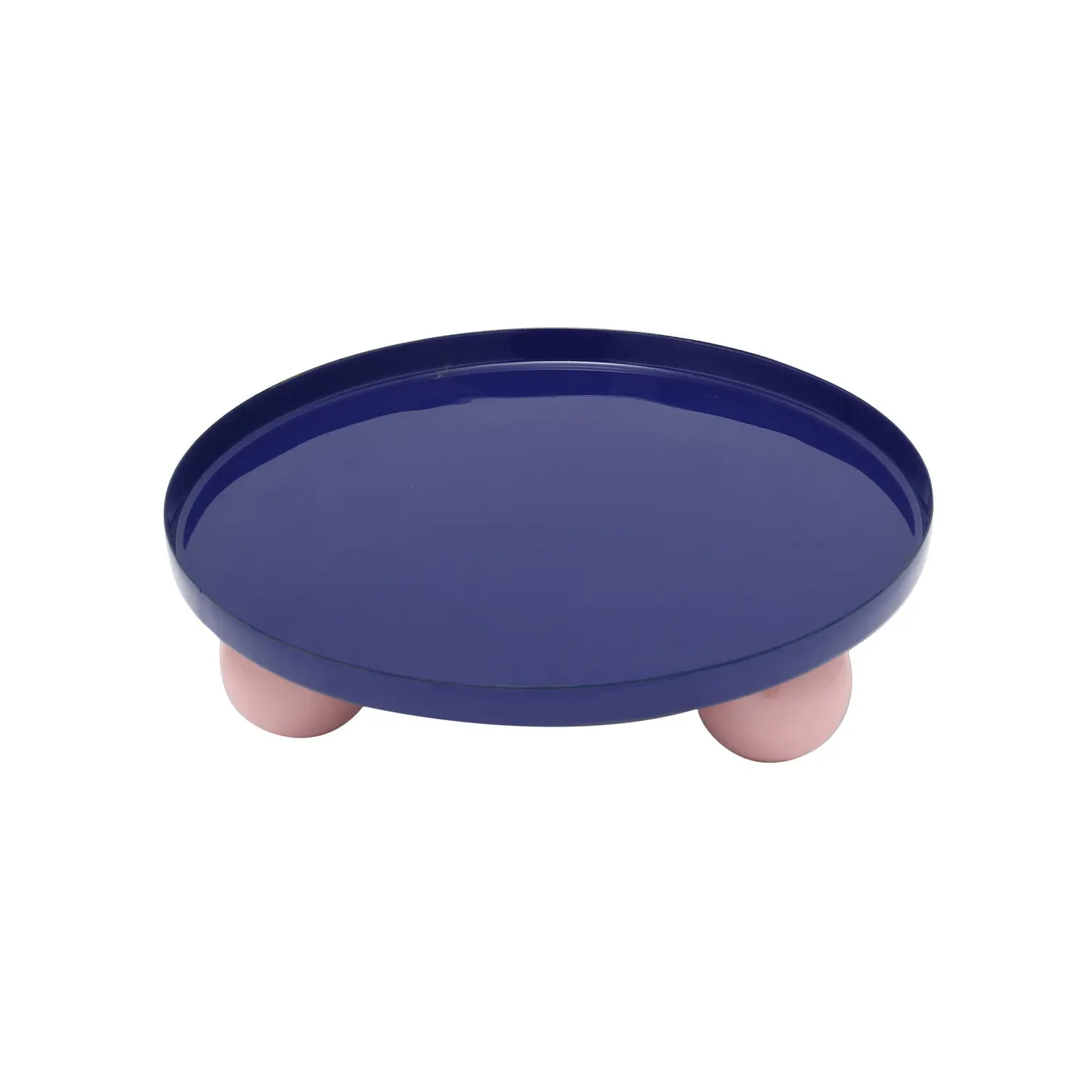Present Time Unisex Blau Rundes Tablett Double Funky