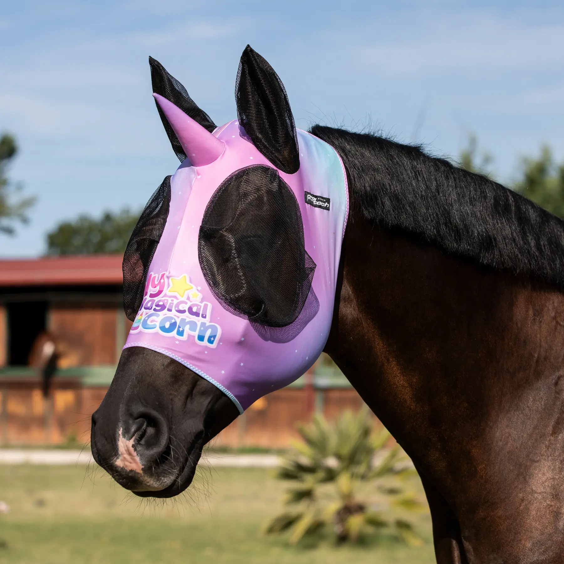 Berretto anti-insetti per cavallo in lycra con rete per orecchie Pro-Tech