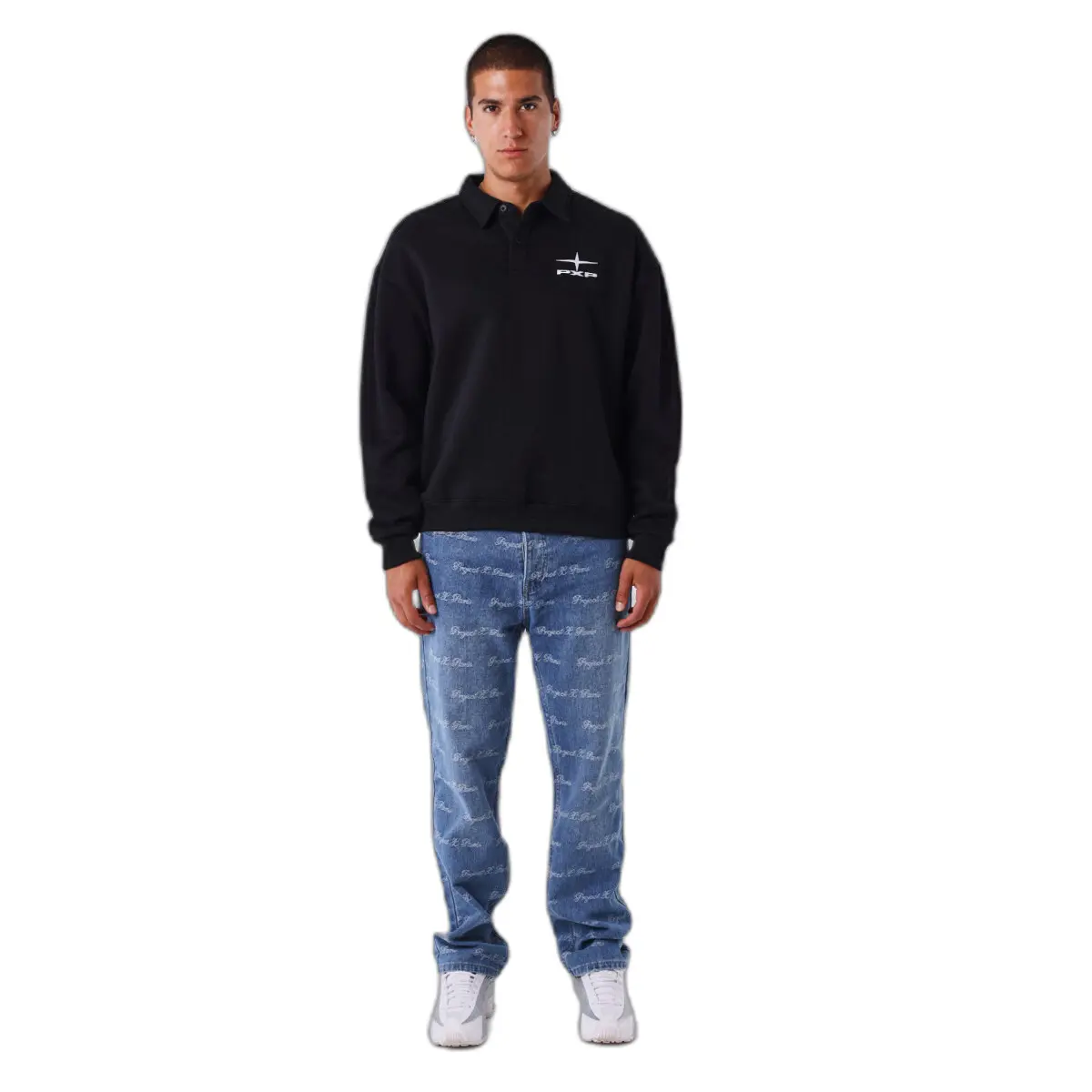 Felpa con collo a polo Project X Paris Essentials
