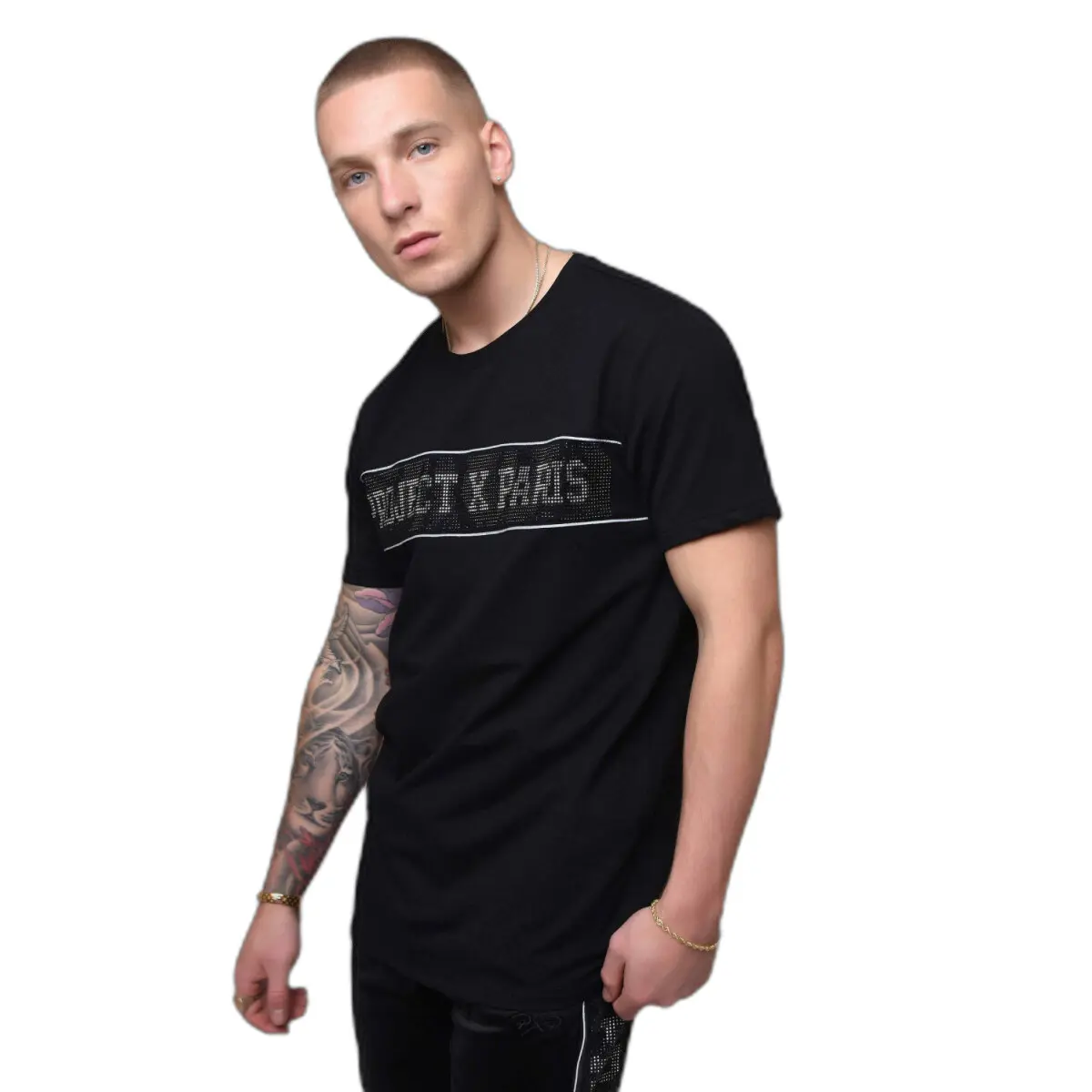 T-Shirt a maniche corte con fascia logo in strass Project X Paris