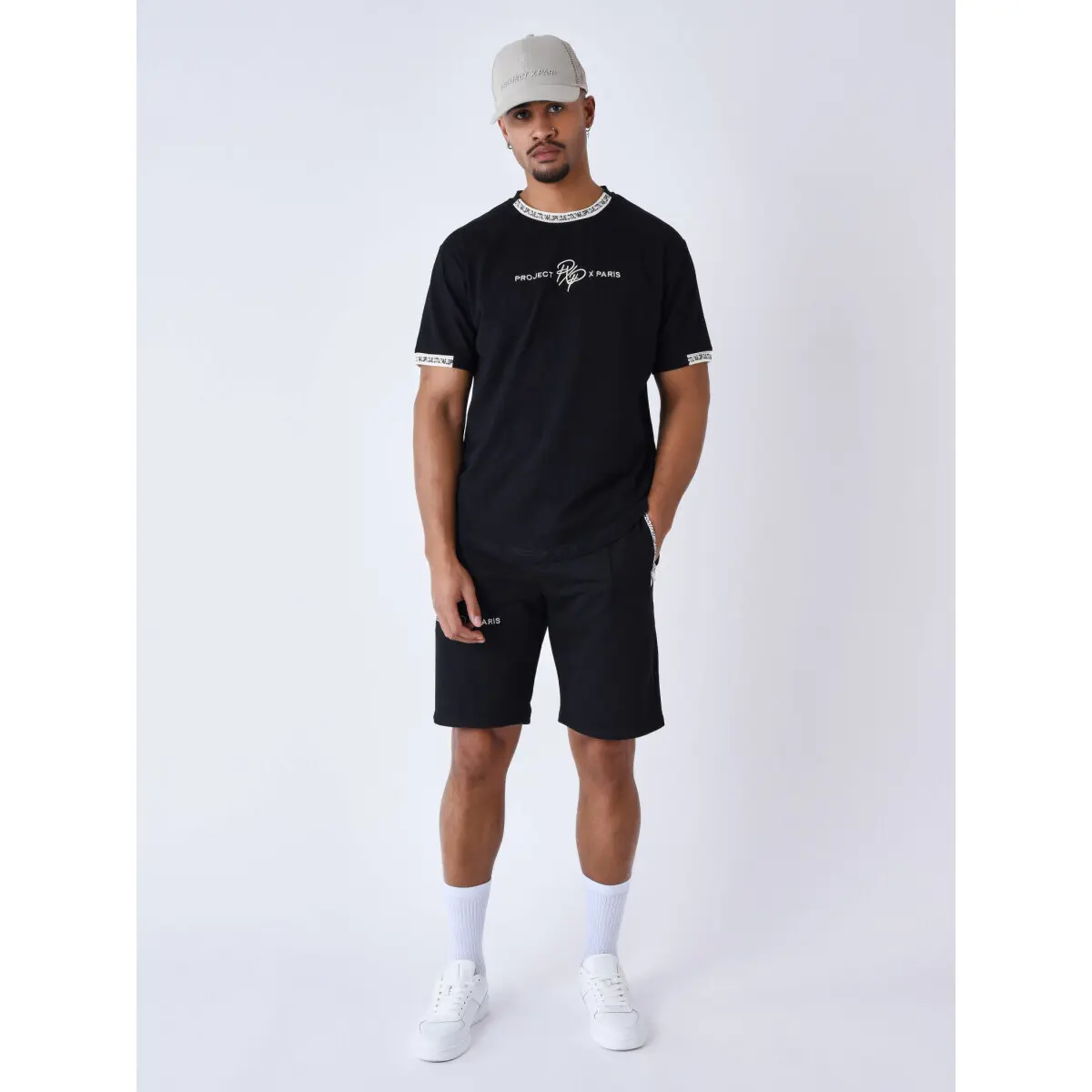 Korte broek met contrasterende logoband Project X Paris