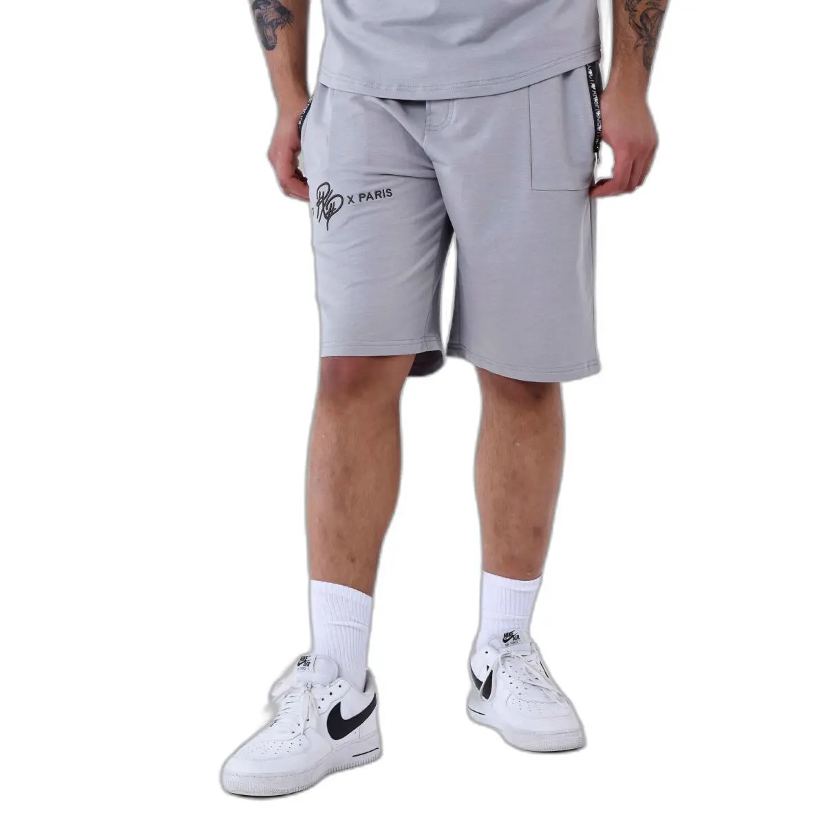 Pantaloncini tinta unita con striscia logo Project X Paris