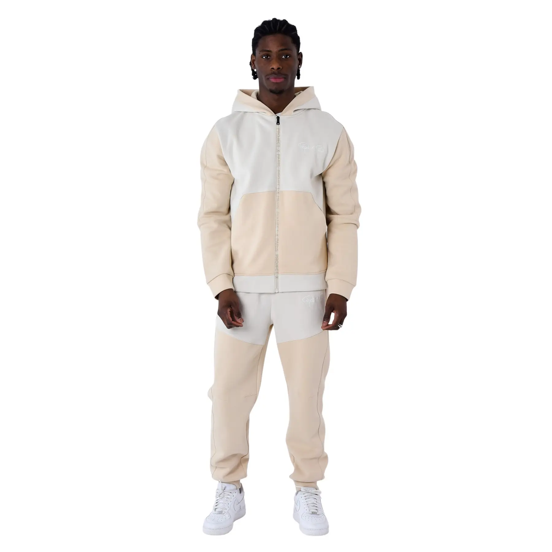 Project X Paris Hombre Beige Sudadera Cremallera Con Capucha