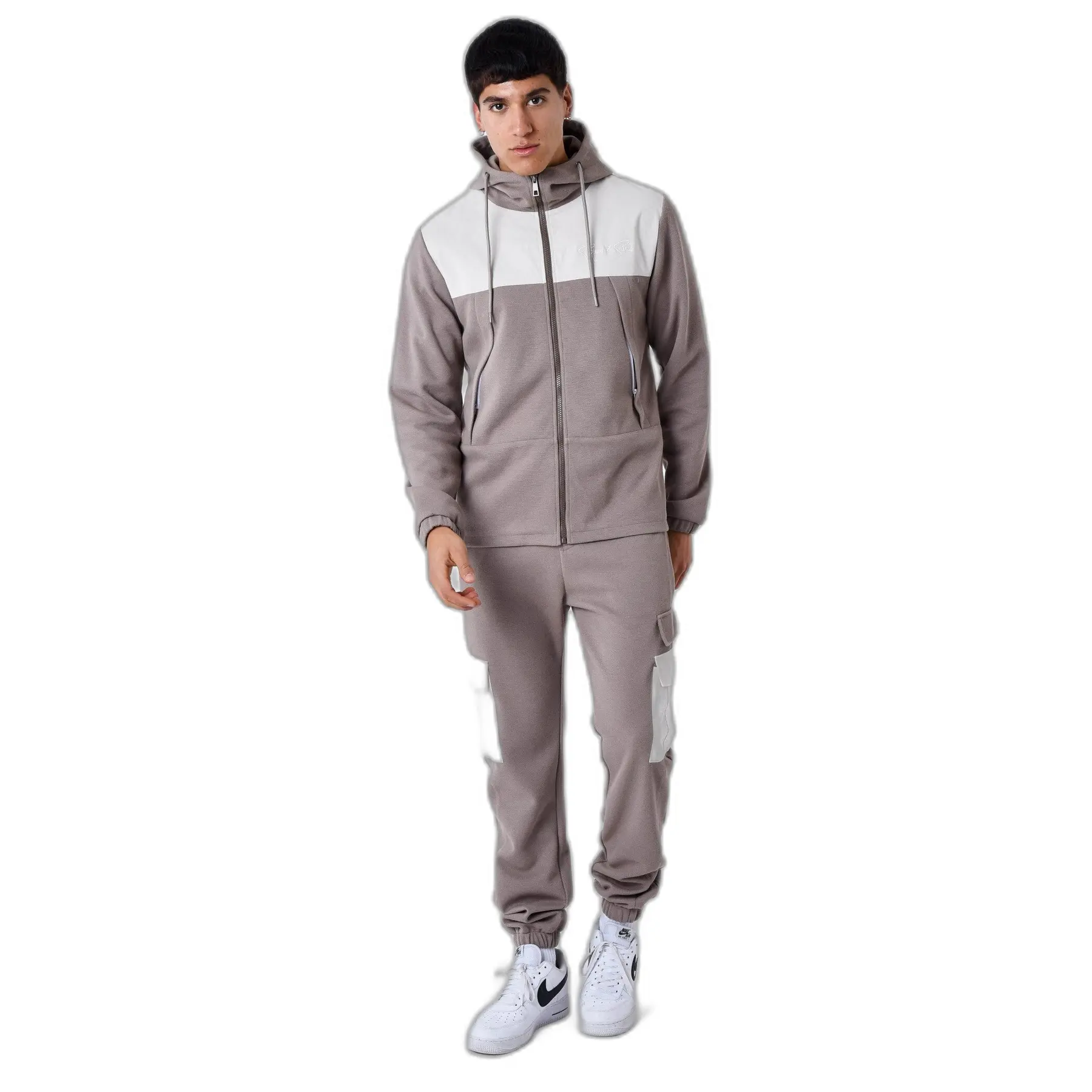Felpa a girocollo con cappuccio e zip in tessuto a due pezzi Project X Paris Nid D'Abeille
