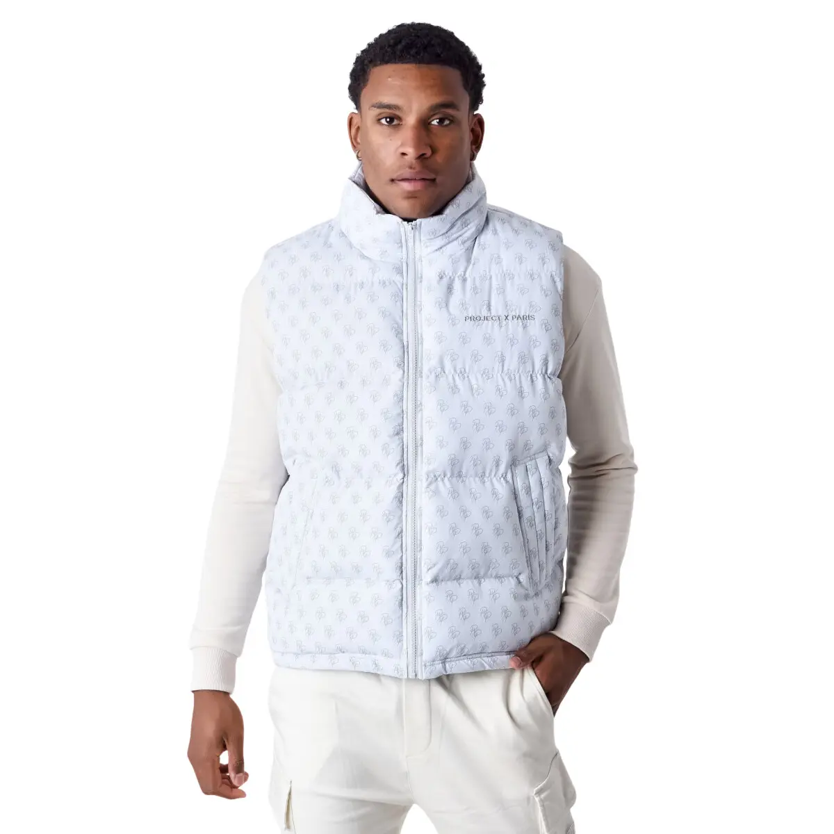 Gilet imbottito con motivo monogramma tutto over Project X Paris