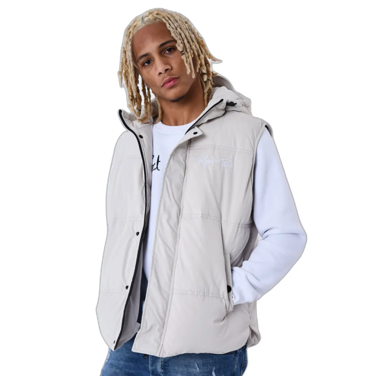 Project X Paris Grigio Gilet Con Cappuccio
