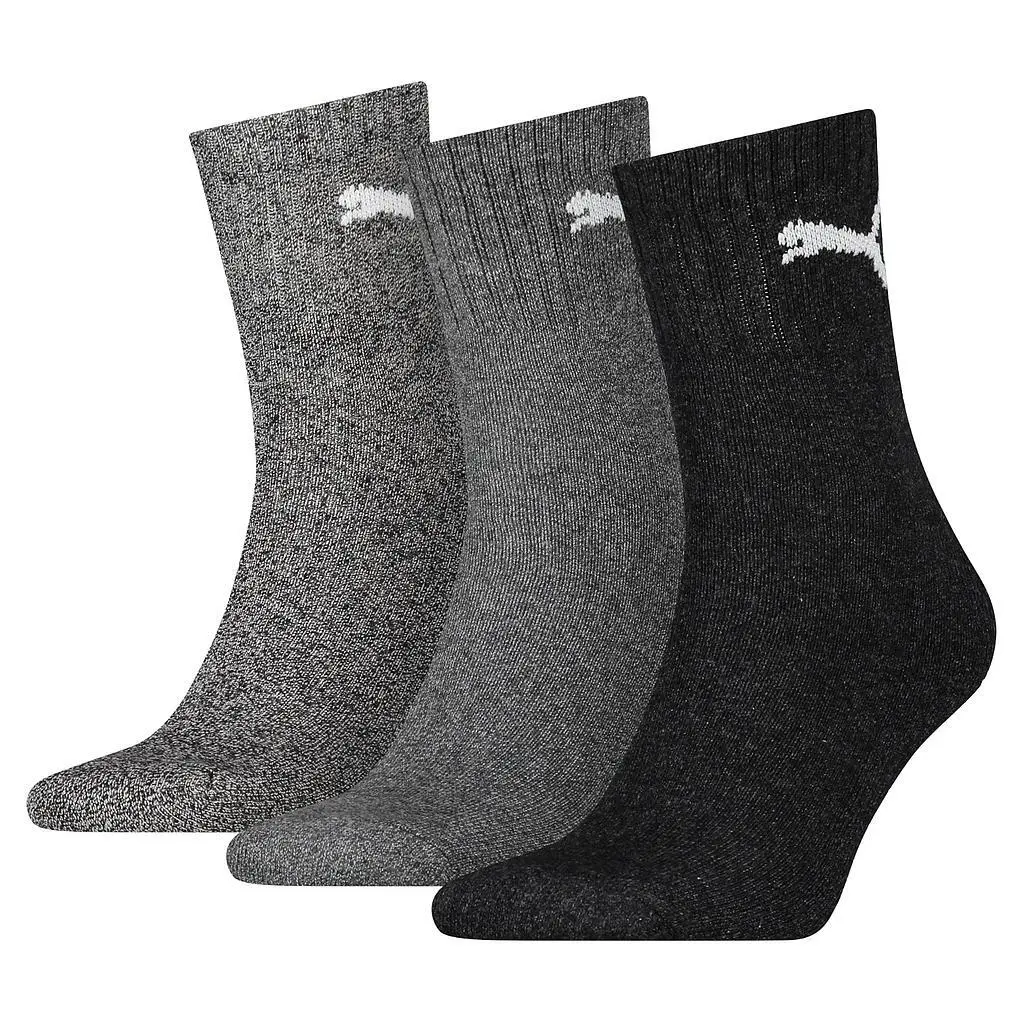 Puma Short Crew Socks - 3 Pairs - Grey - Size 6-8 - Image 3