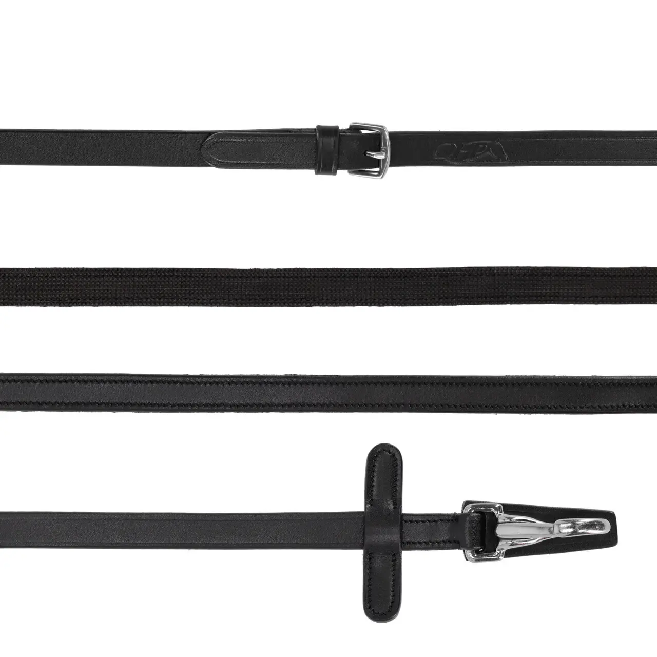 Einseitige rutschfeste Lederzügel mit Clip für Pferde QHP