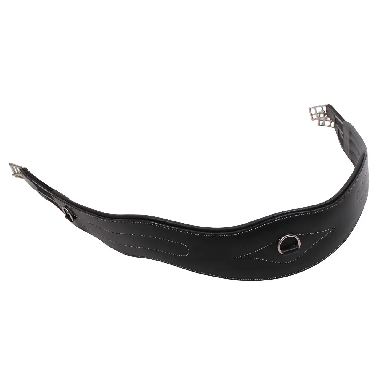 Horse girth in leather with decorative stitching QHP