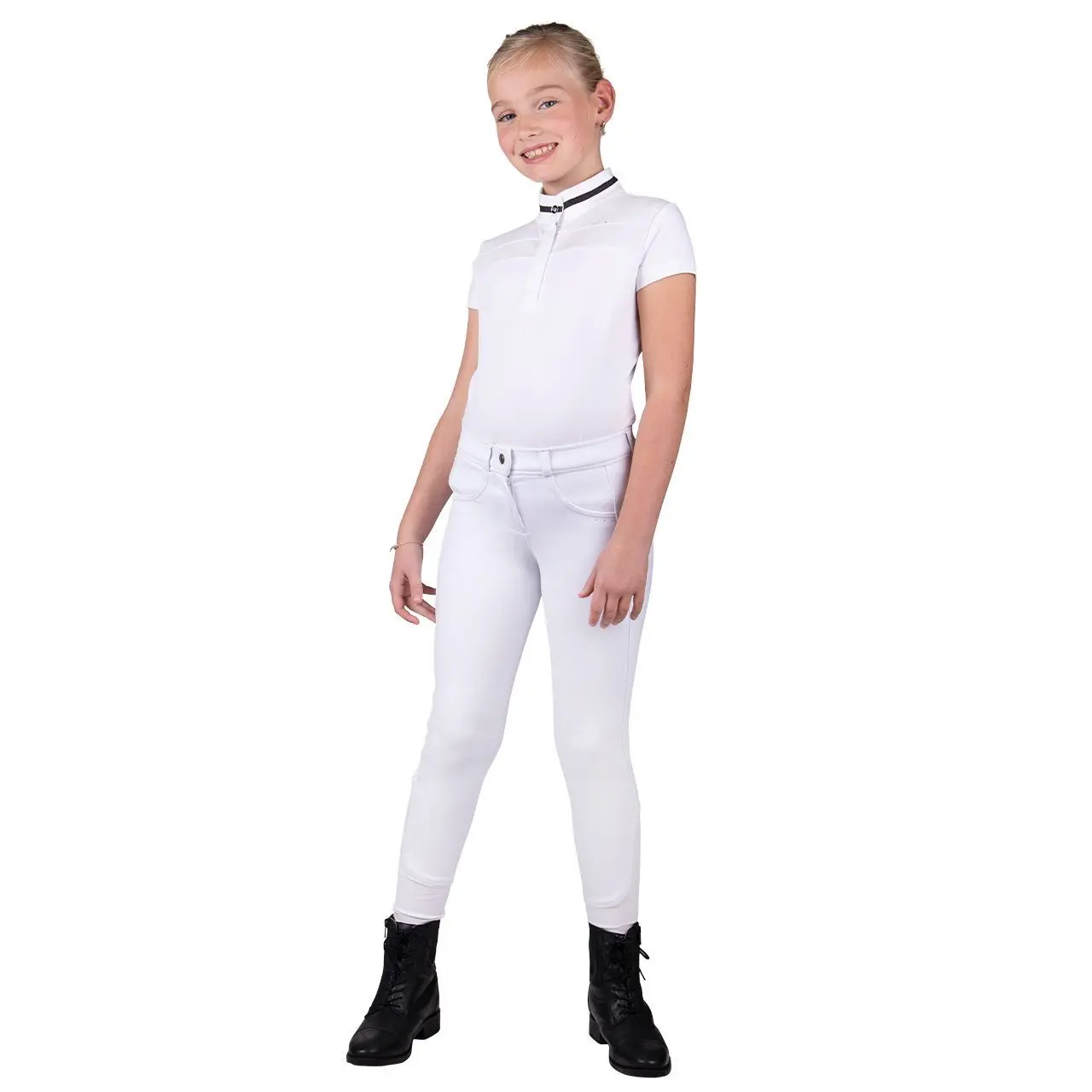 Pantaloni da equitazione mid grip per bambini QHP Kae