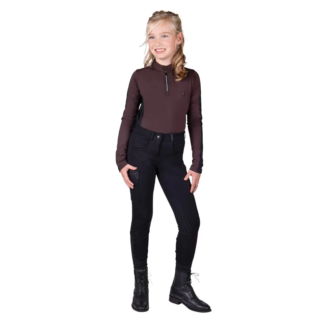 Pantaloni da equitazione mid grip per bambini QHP Kae