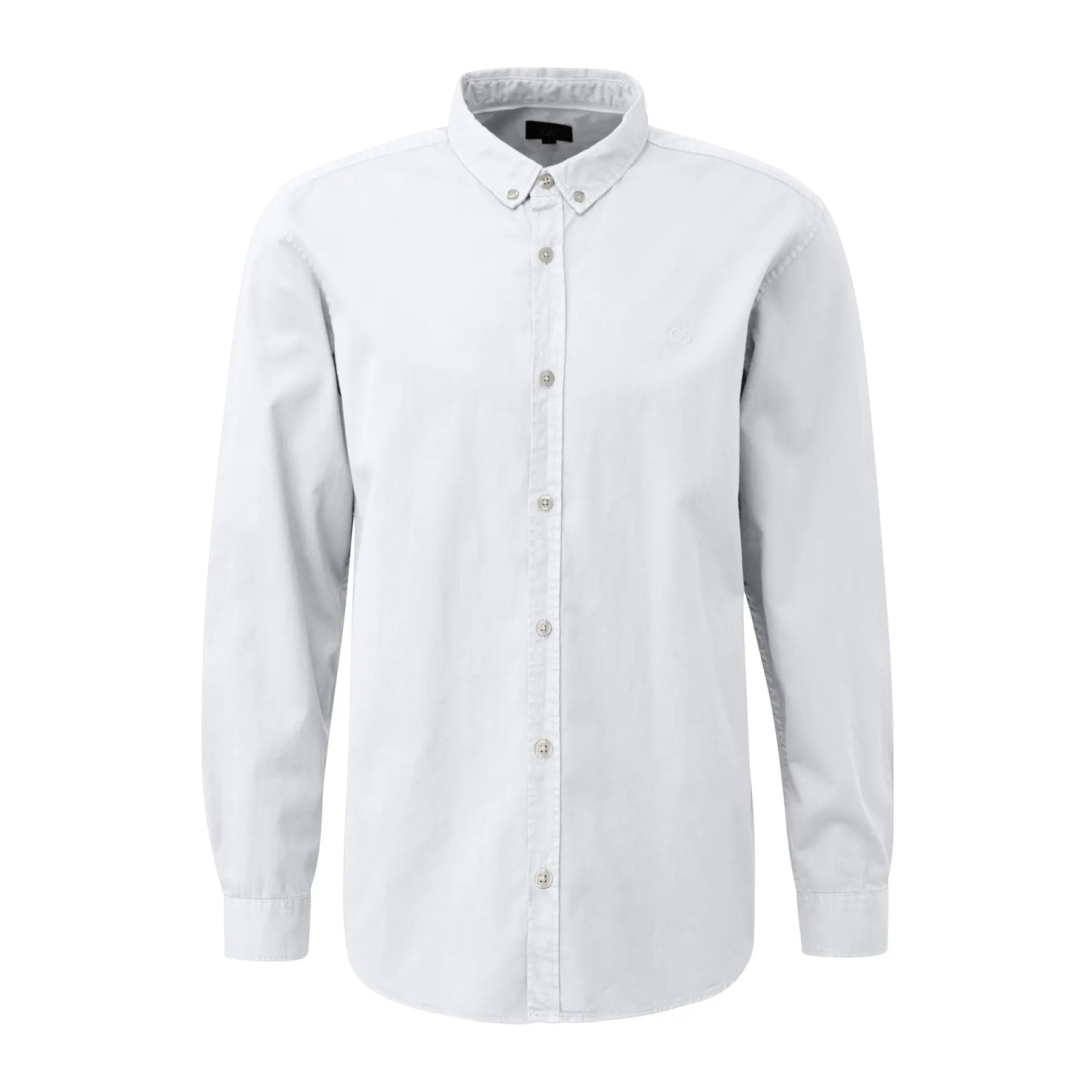 Camicia in denim lavato con logo ricamato QS