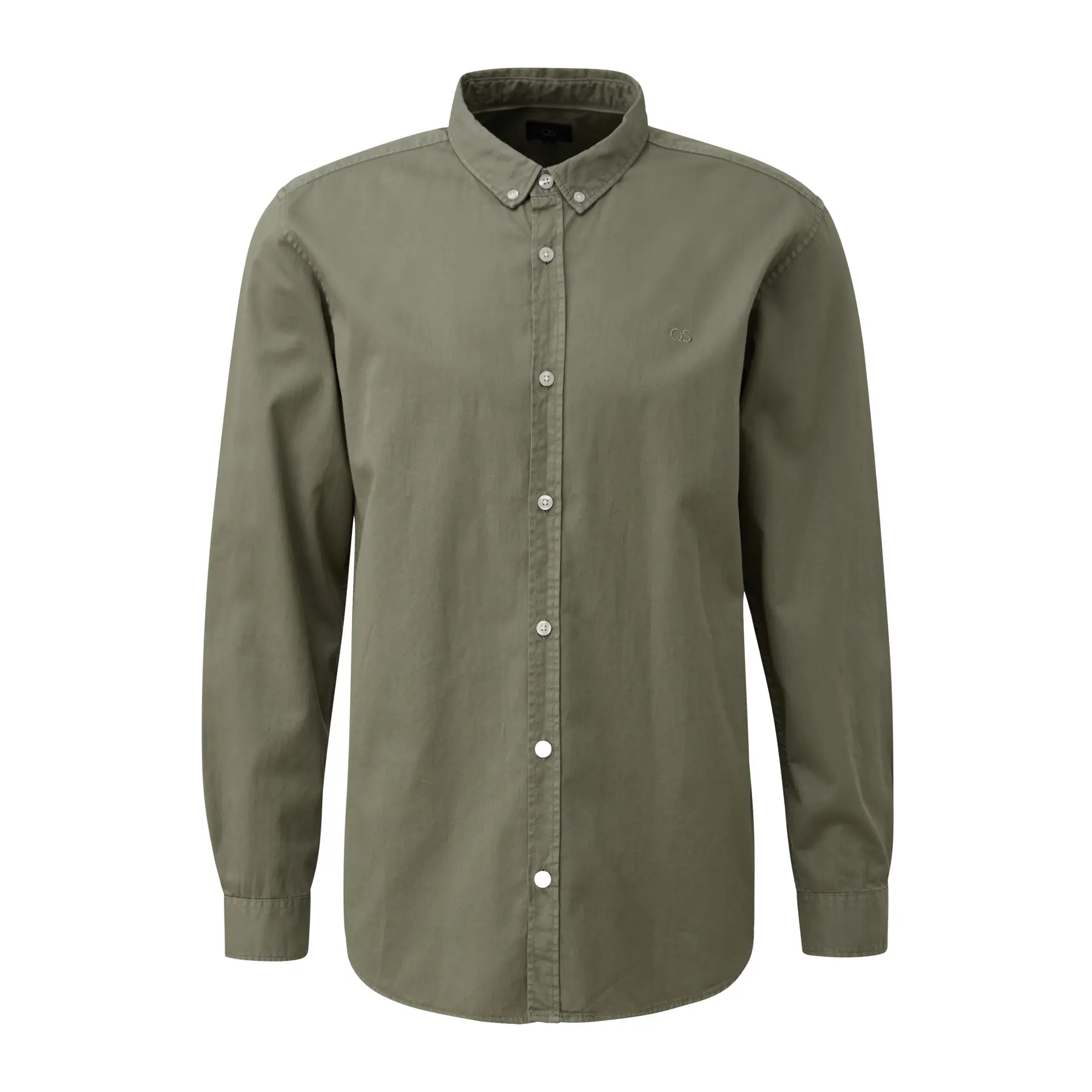 Camicia in denim lavato con logo ricamato QS