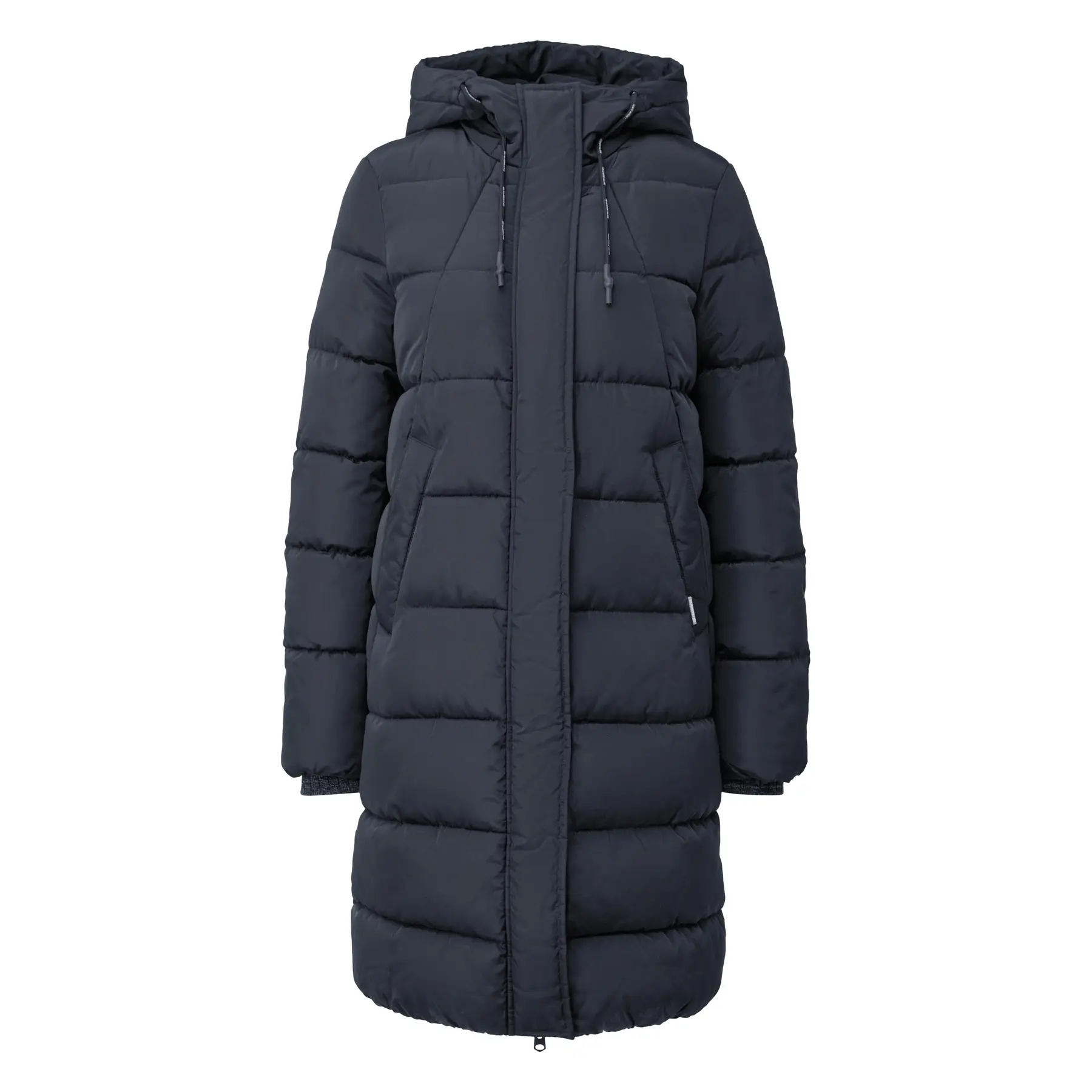 Giacca a vento lunga con cappuccio e tasche con zip donna