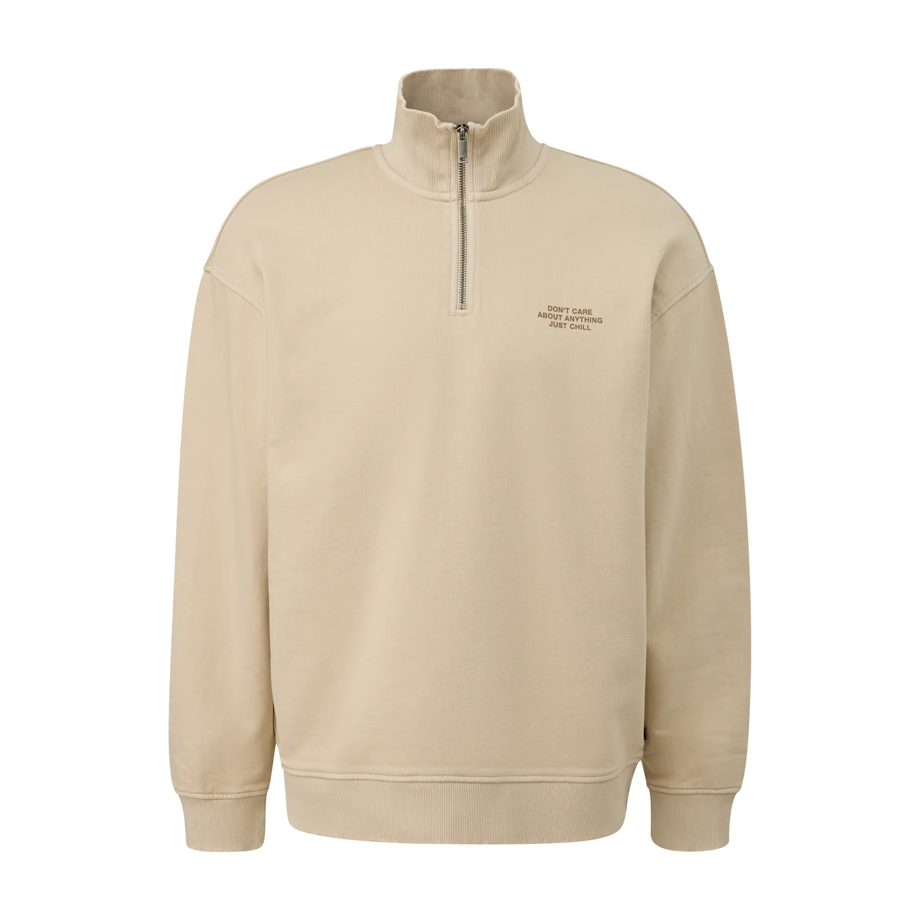 Ausgewaschene Baumwoll-Zipfeljacke mit Druck vorne QS
