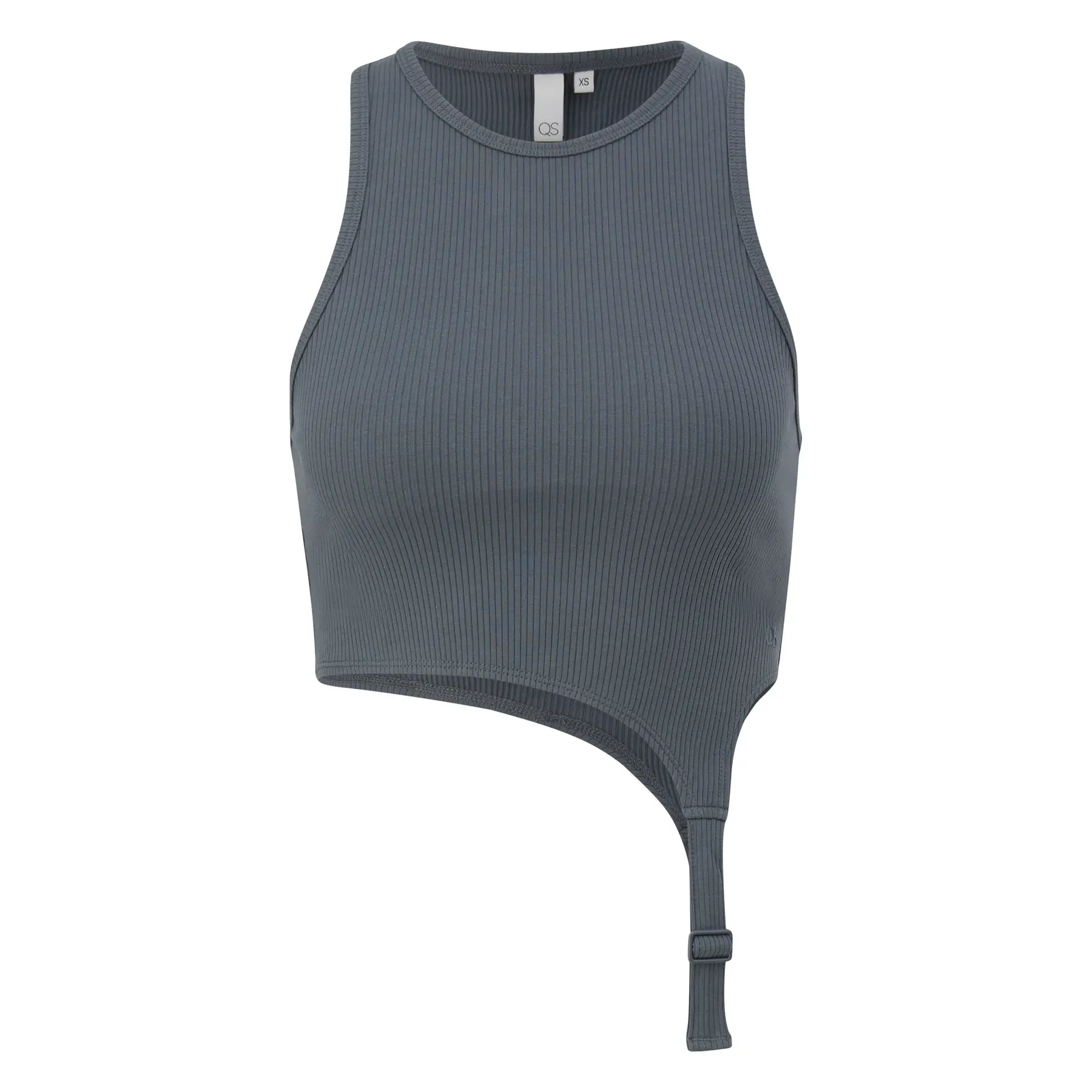 T-shirt a coste con dettaglio anello donna QS