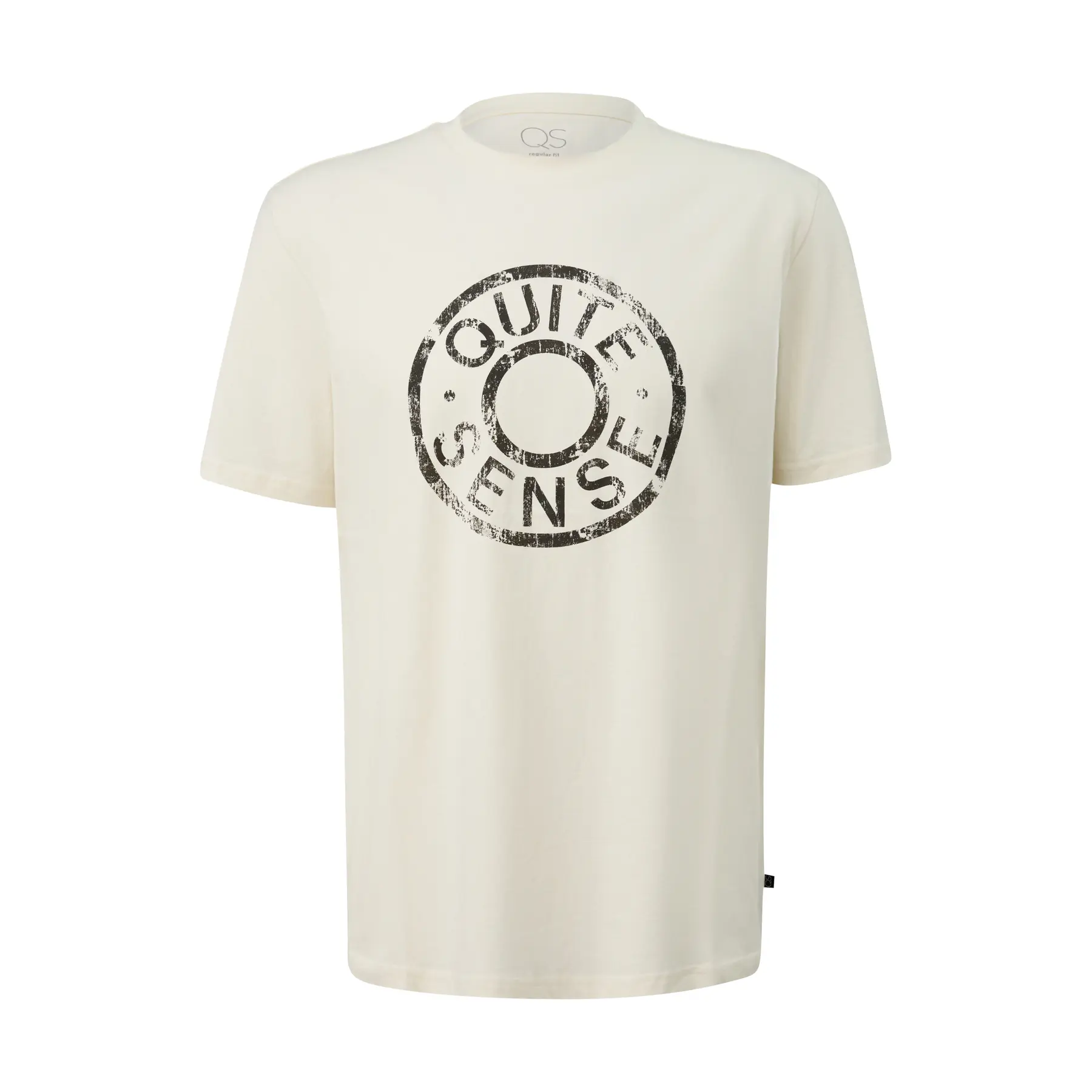 T-shirt basic con col tondo con logo stampato motivo artistico QS