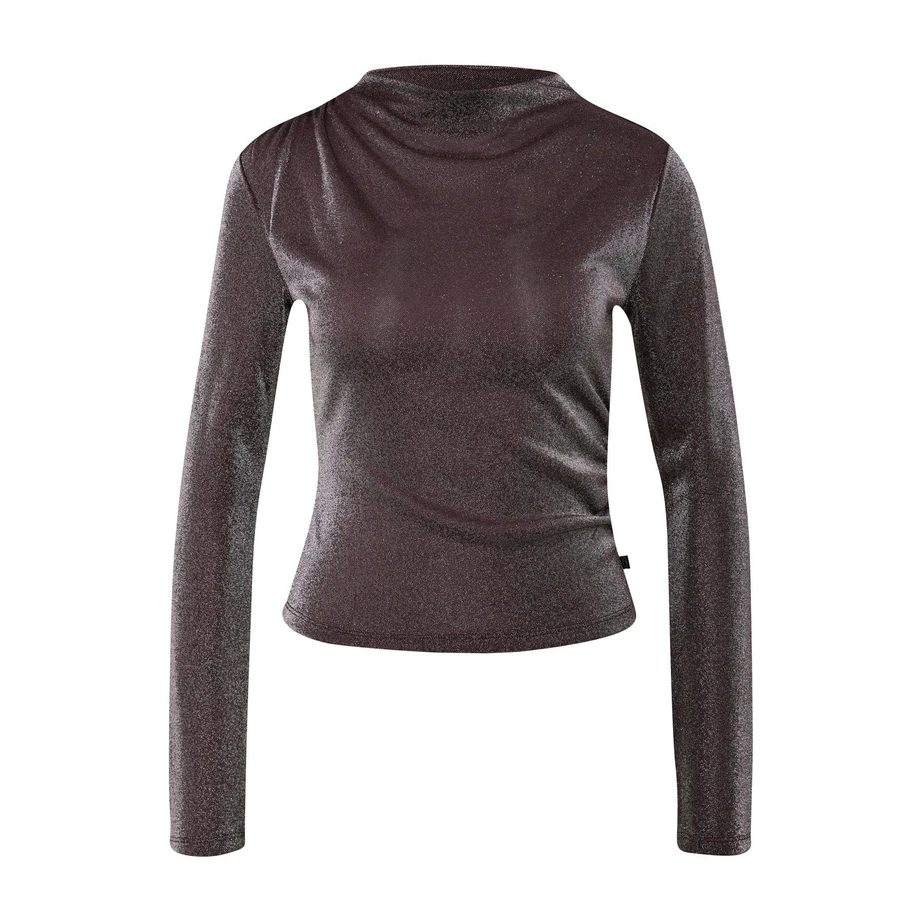 T-shirt con paillettes e arricciature laterali donna QS
