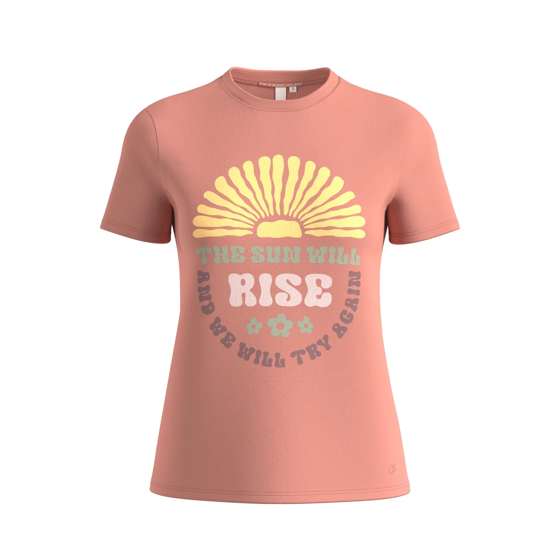 T-shirt in cotone stampato sulla parte anteriore donna QS