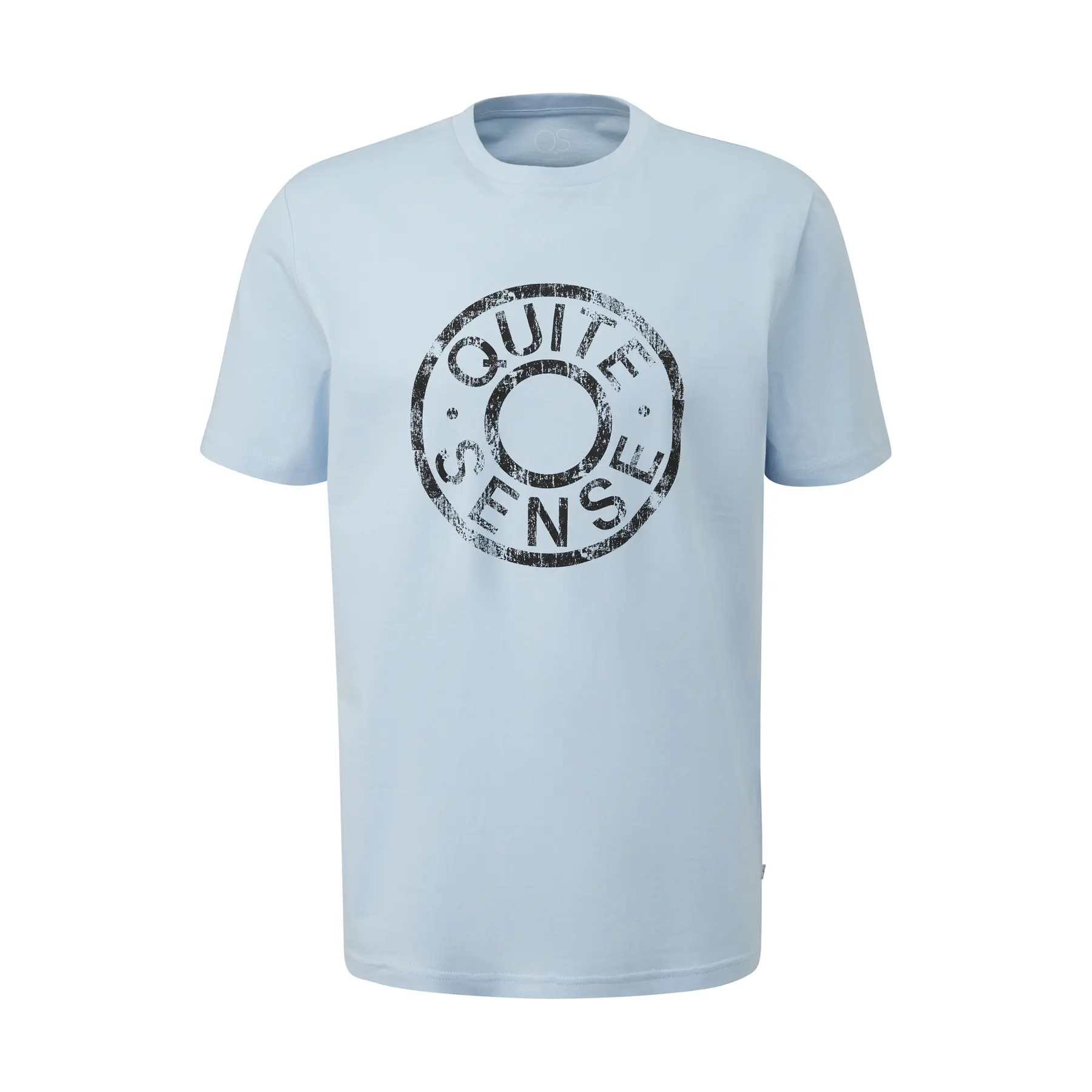 T-Shirt Basic mit Rundhalsausschnitt und bedrucktem Logo QS