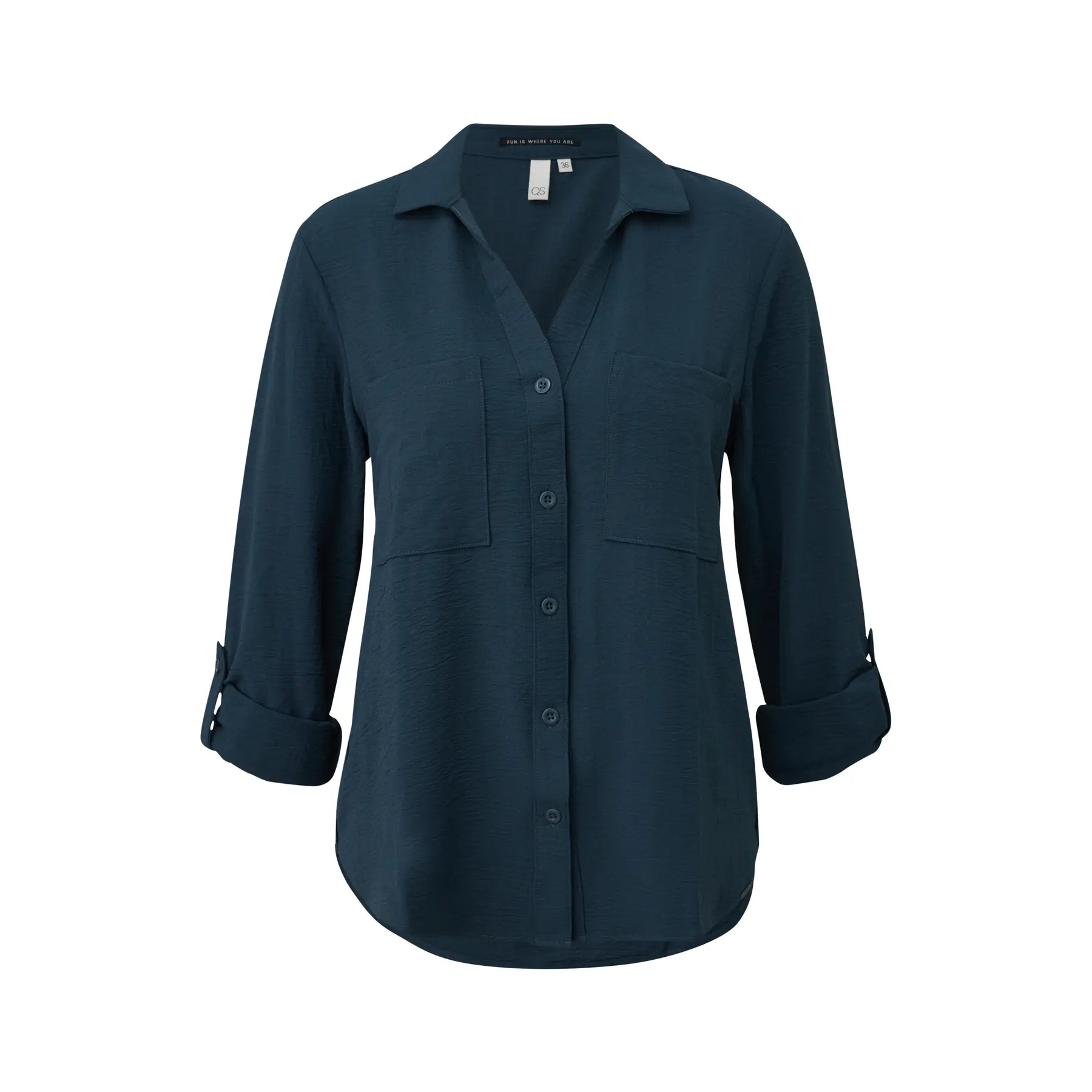 Blusa leggermente texturizzata con maniche arrotolabili donna