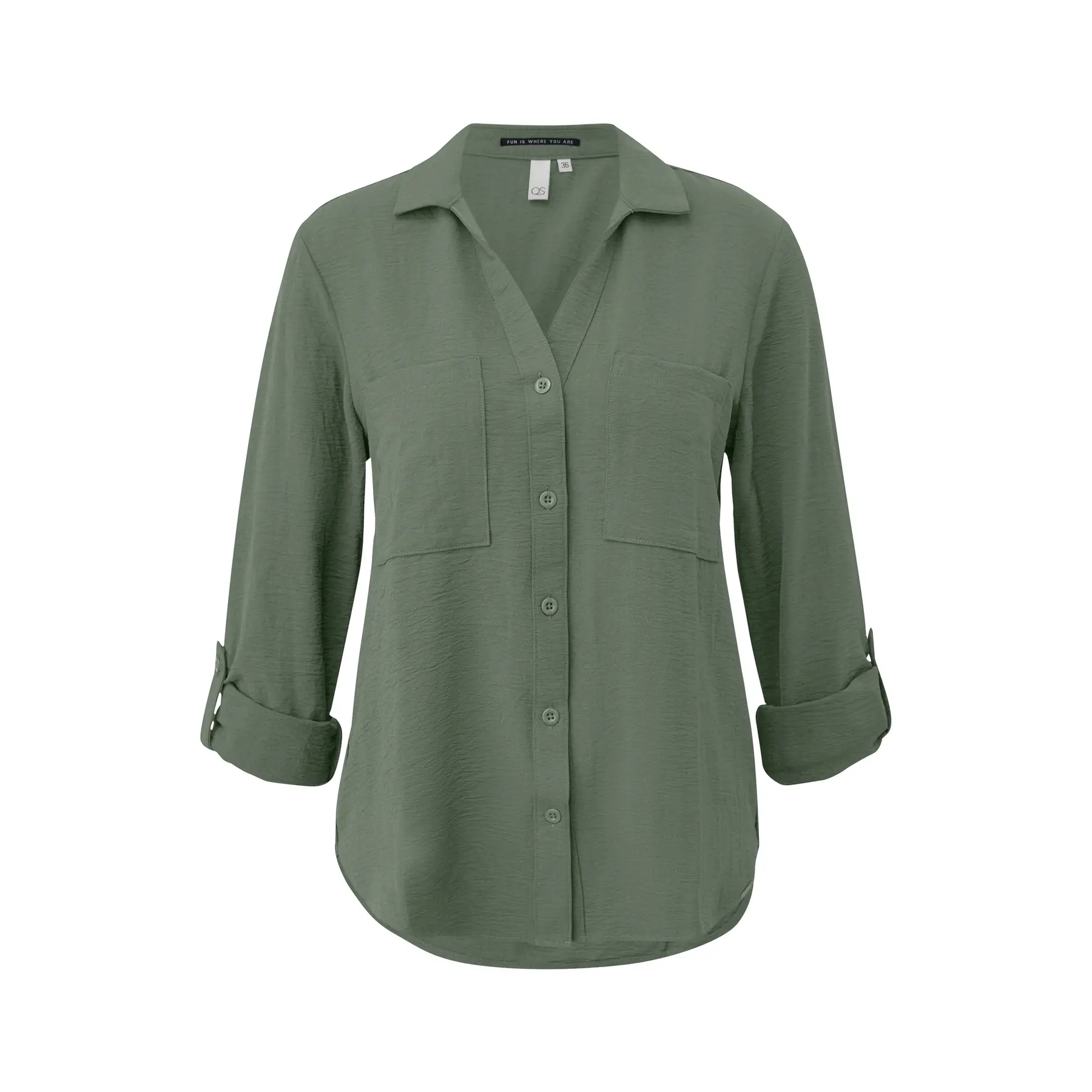 Blusa leggermente texturizzata con maniche arrotolabili donna QS