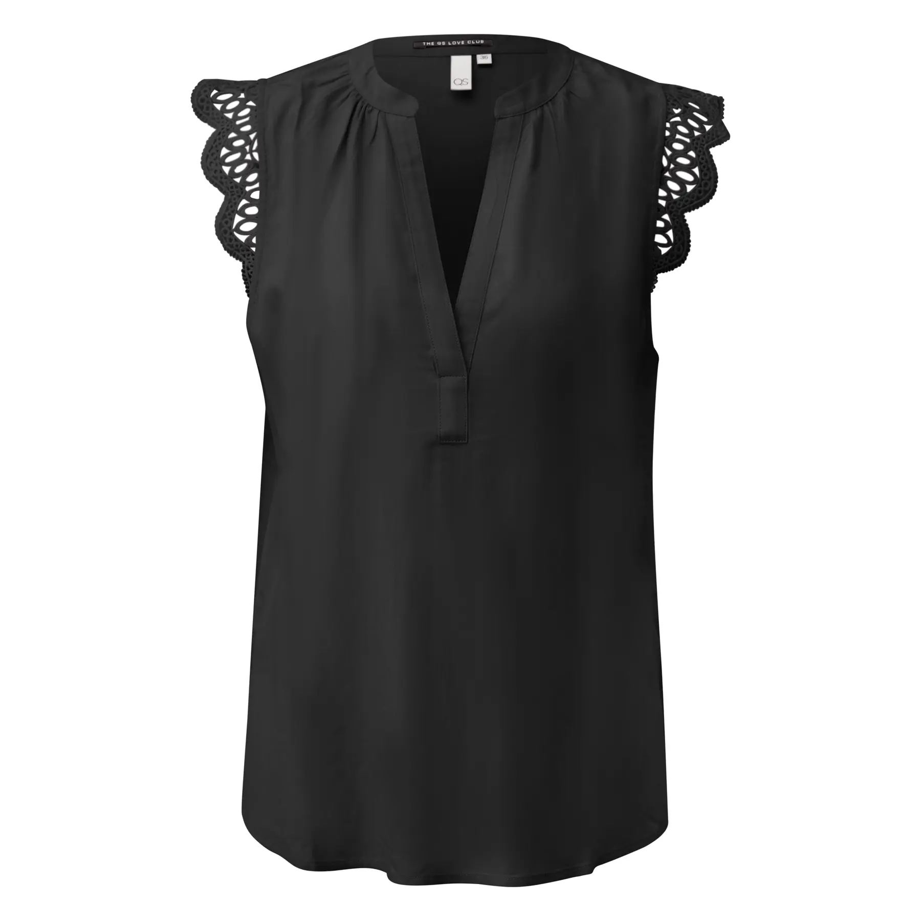 Blusa senza maniche in viscosa con pizzo alle braccia donna