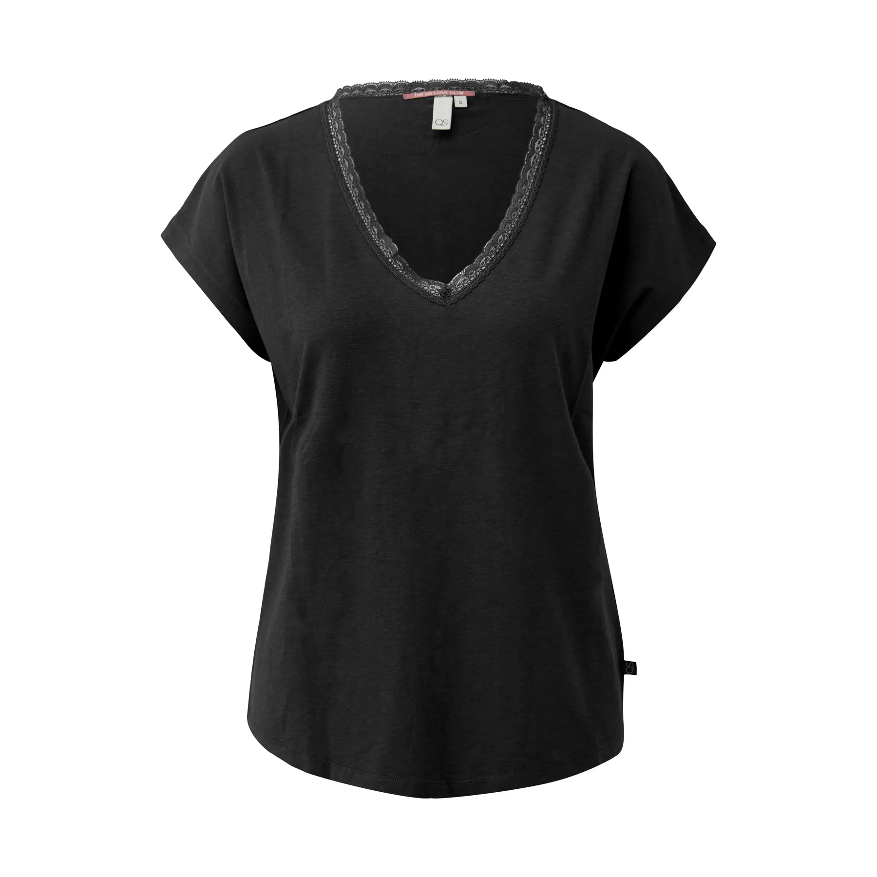 T-shirt in misto modal con bordo in pizzo donna QS