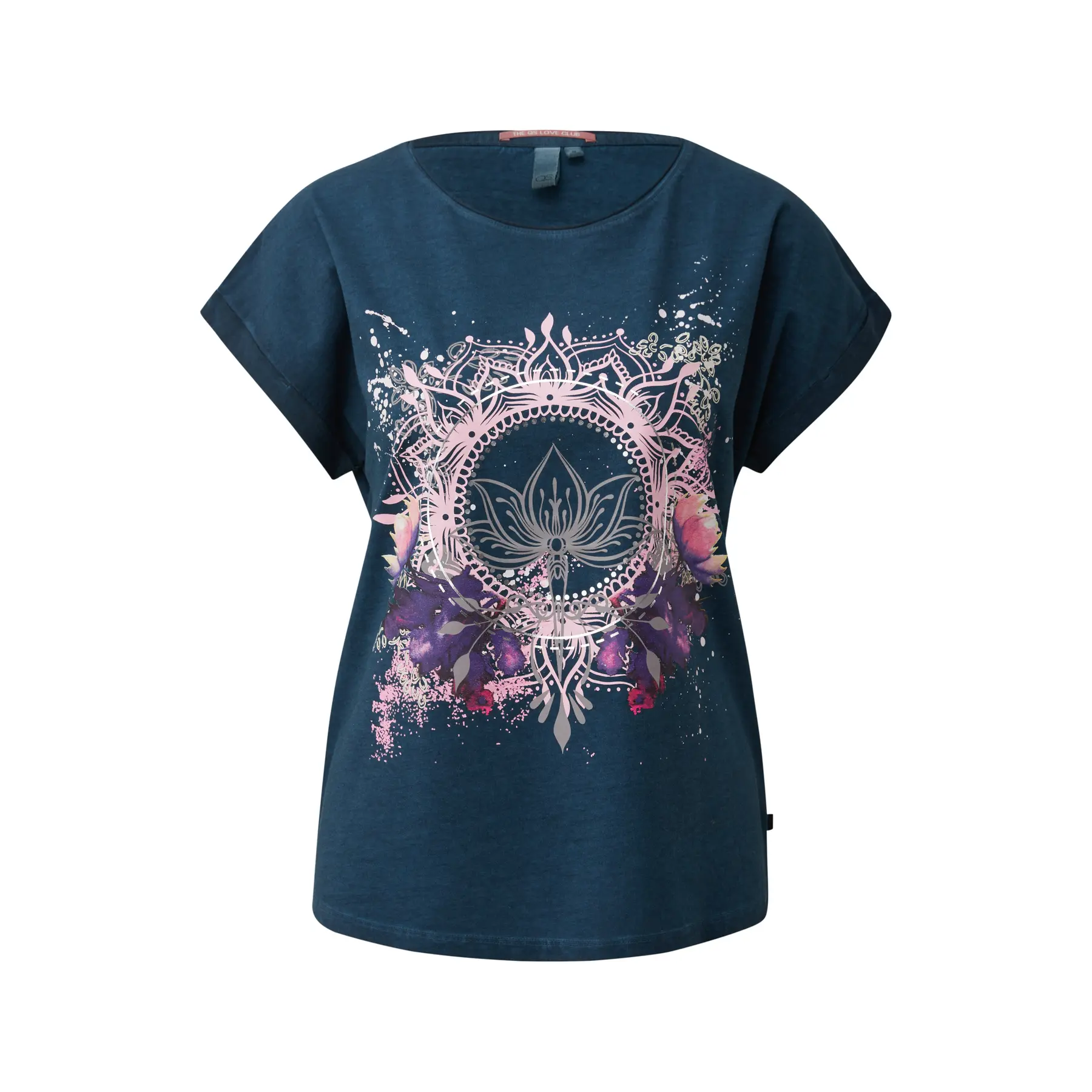 T-shirt oversize effet délavé con stampa davanti donna QS