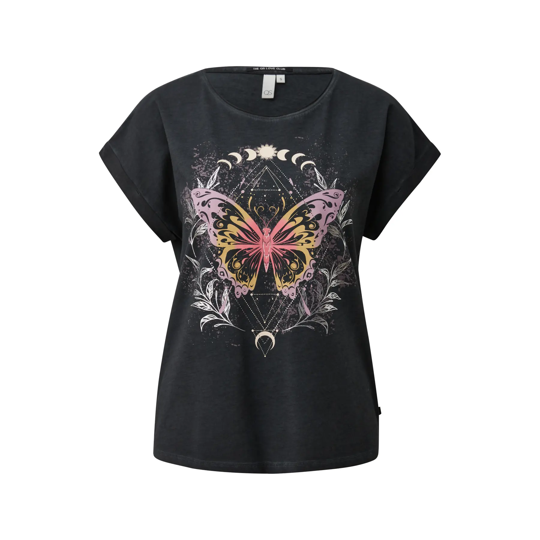 T-shirt oversize effet délavé con stampa davanti donna QS