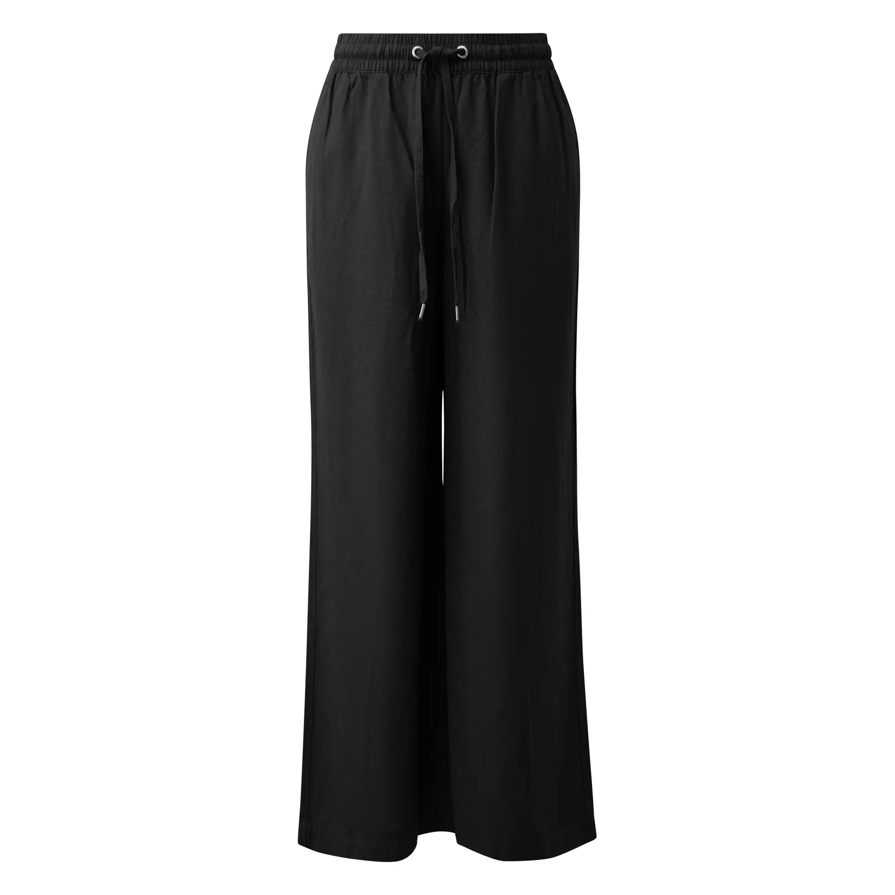 Pantaloni in misto lino con vita elastica e gamba ampia donna QS