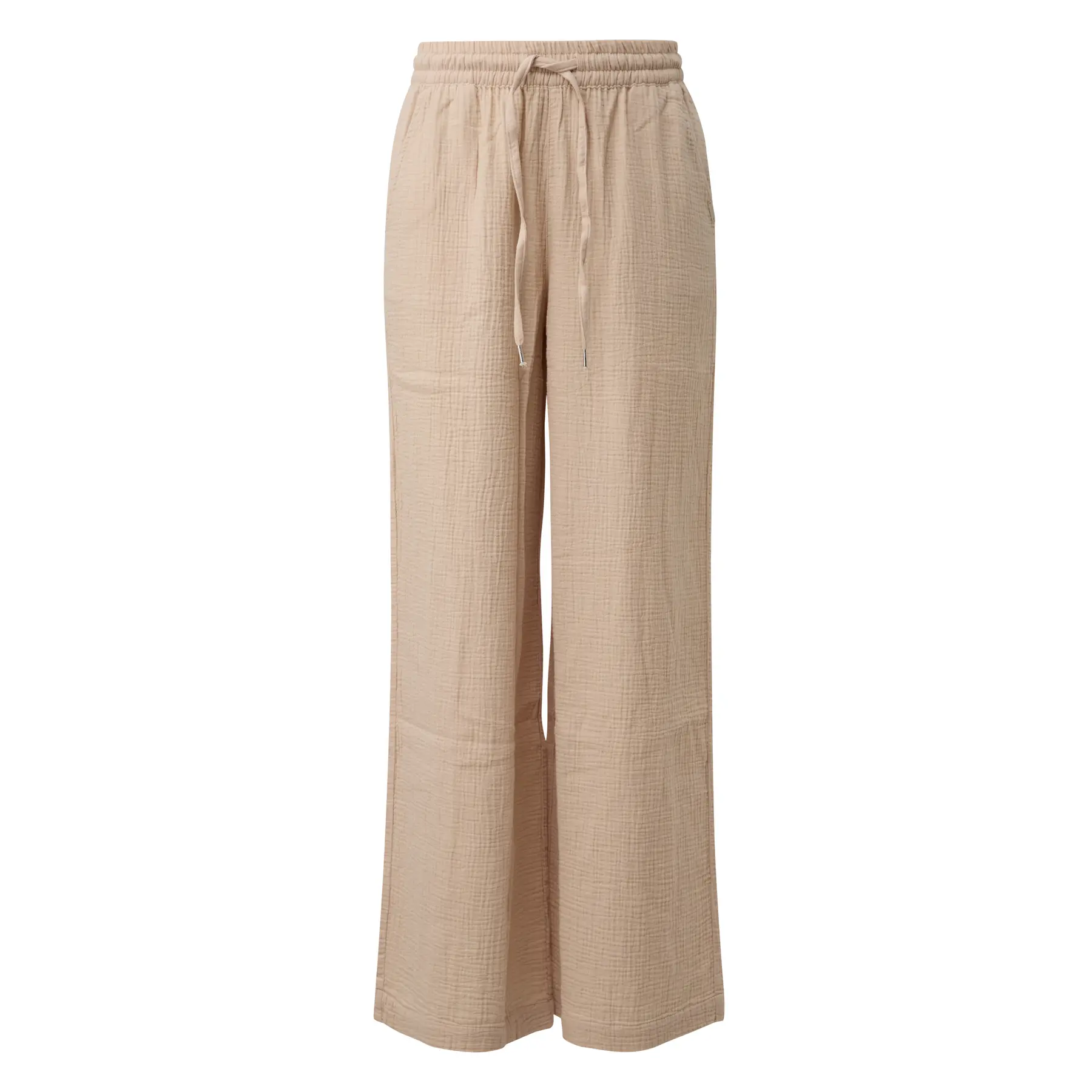 Pantaloni in mussola con vita elasticizzata e gamba larga donna QS