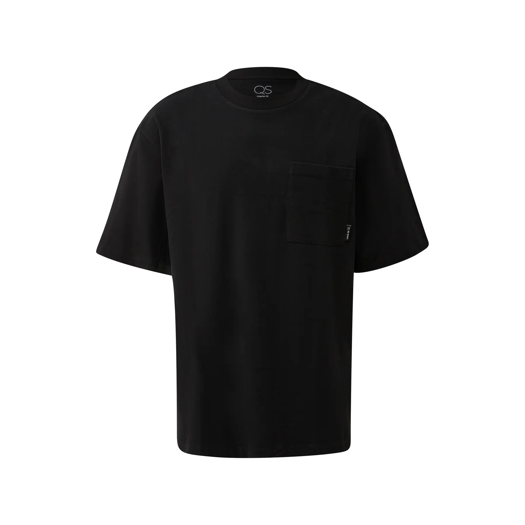 T-Shirt mit Rundhalsausschnitt aus dickem Jersey mit Brusttasche QS