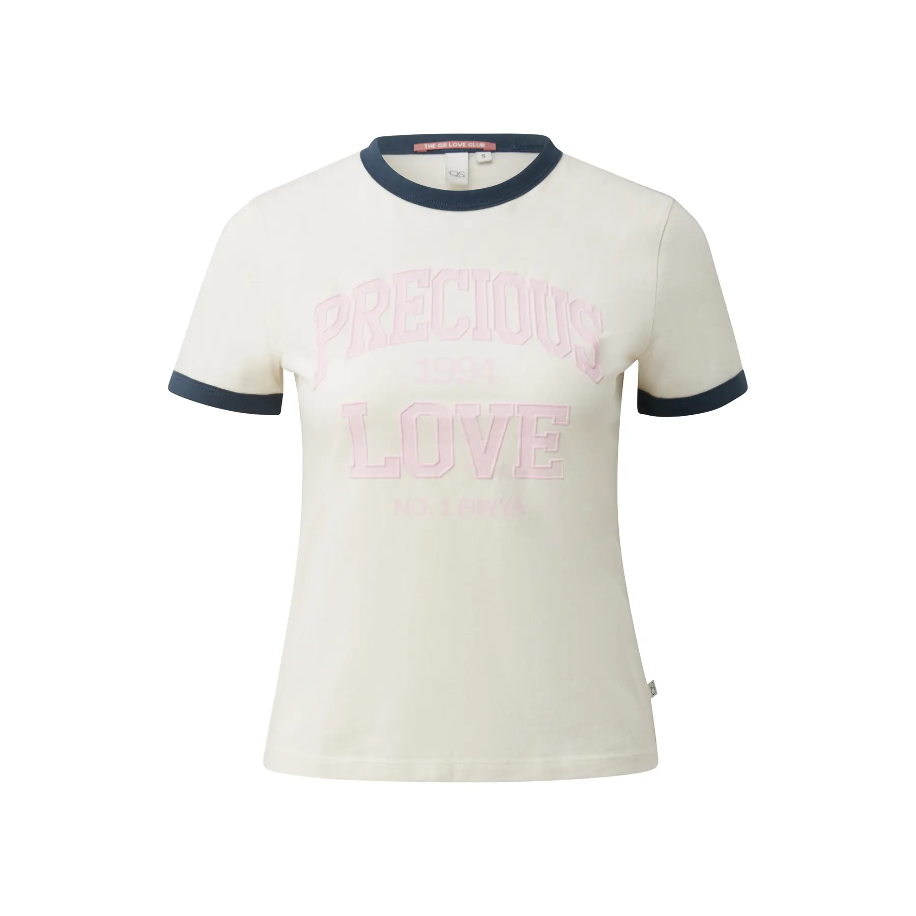 T-Shirt mit kontrastierenden Paspeln für Frauen QS