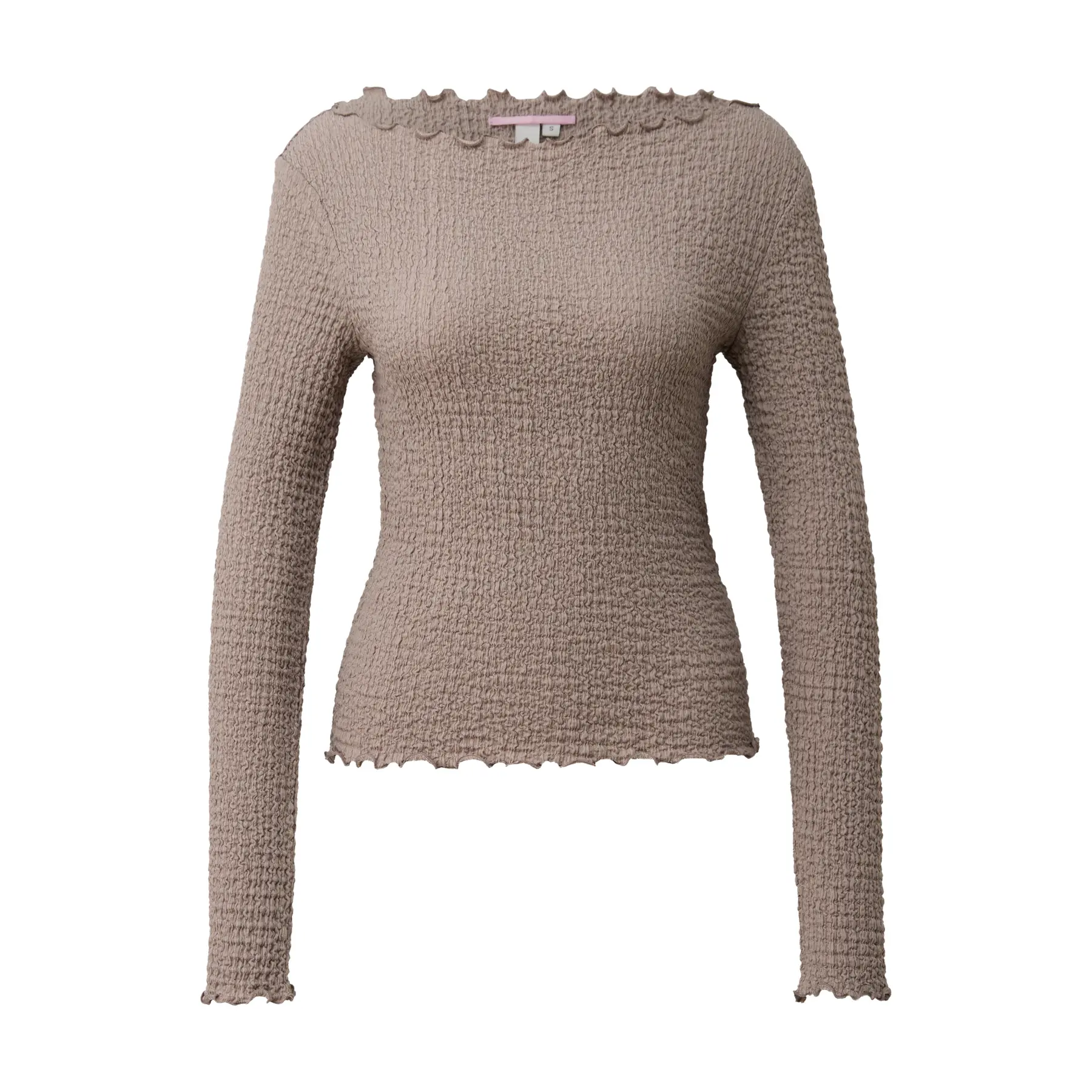 Strukturiertes Langarm-T-Shirt mit Boot-Ausschnitt Damen QS