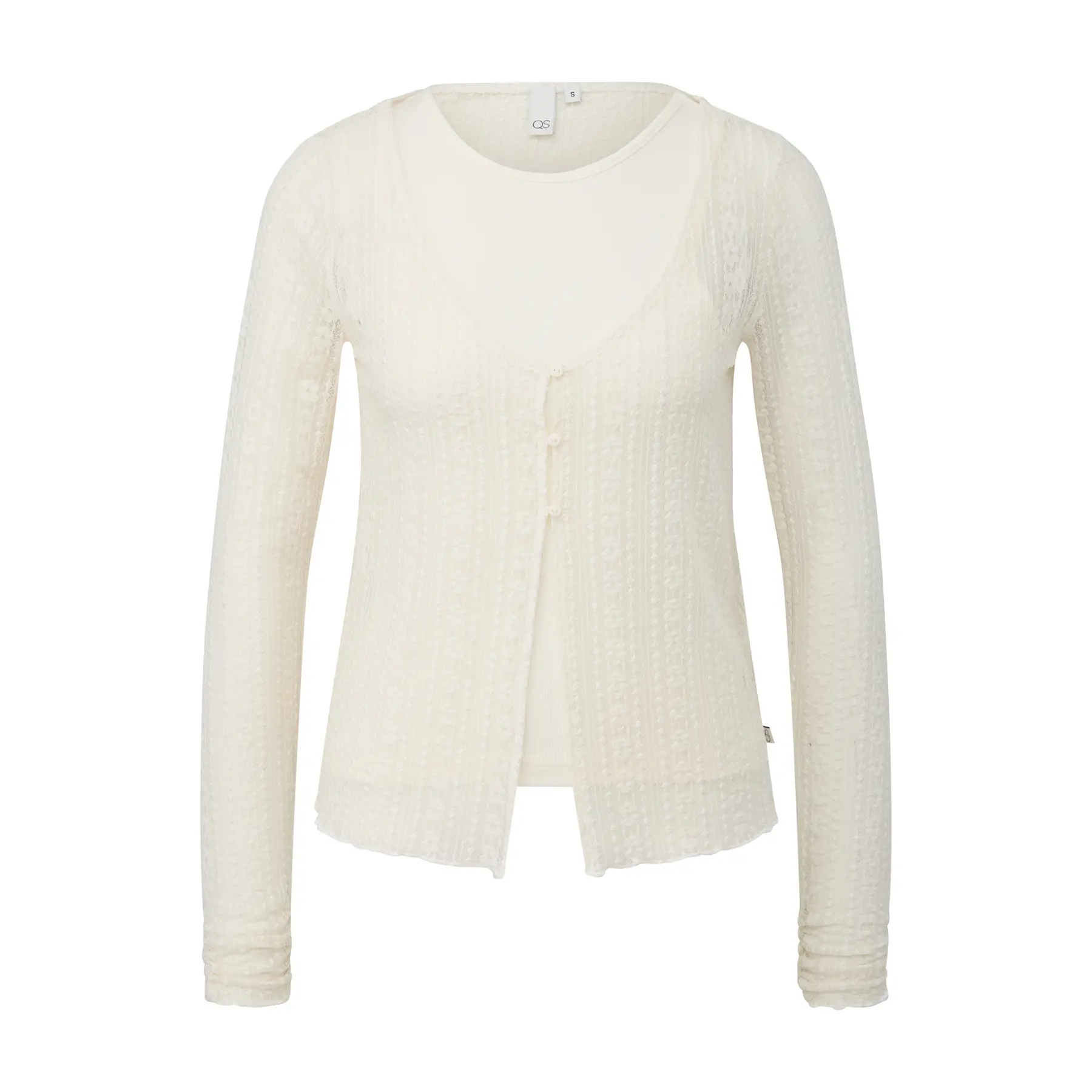T-Shirt Mit Eingearbeitetem Top Aus Feiner Spitze, 2-in-1 Artikel Damen QS