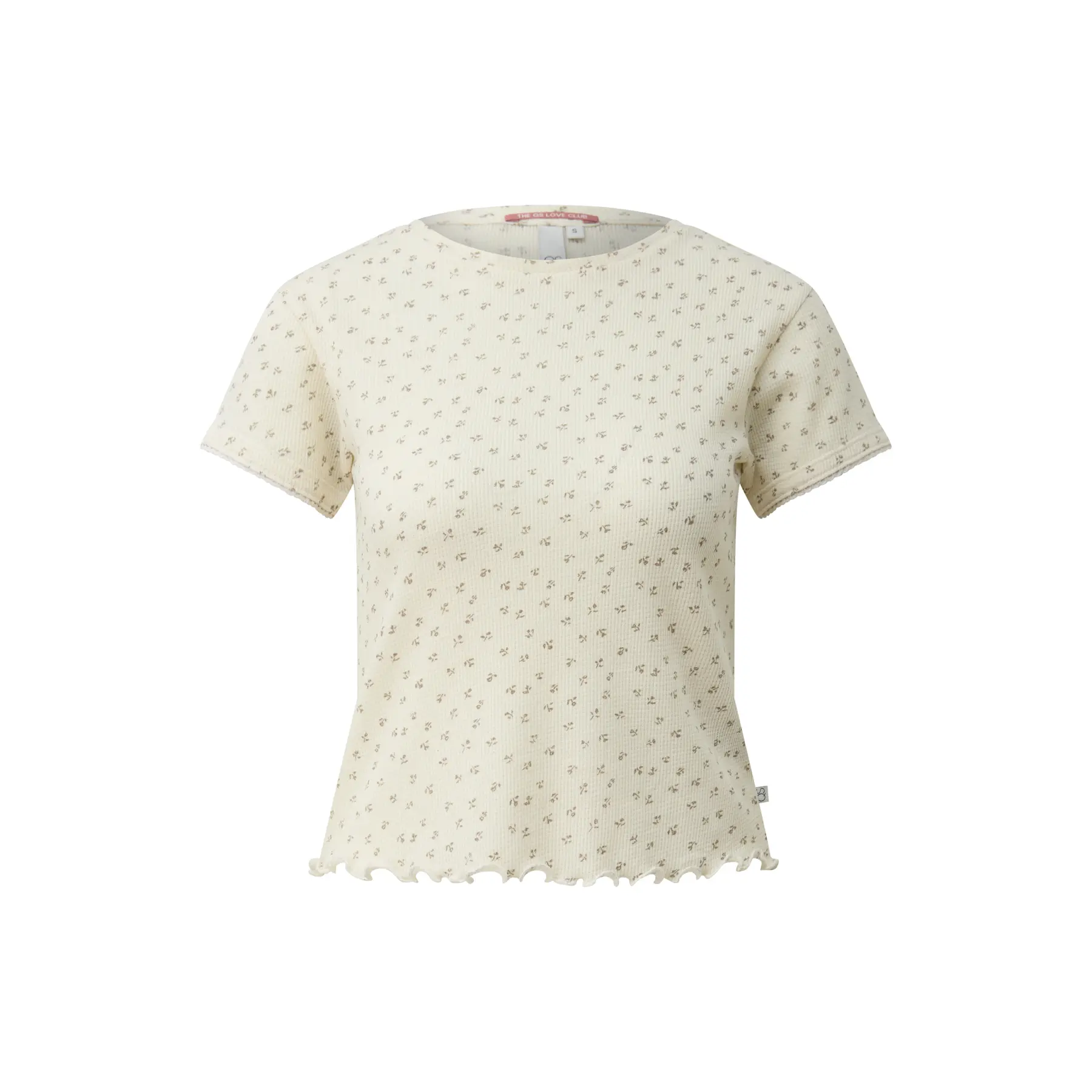 Kurzarm-Poloshirt mit Rundhalsausschnitt und Blumenmuster Damen QS