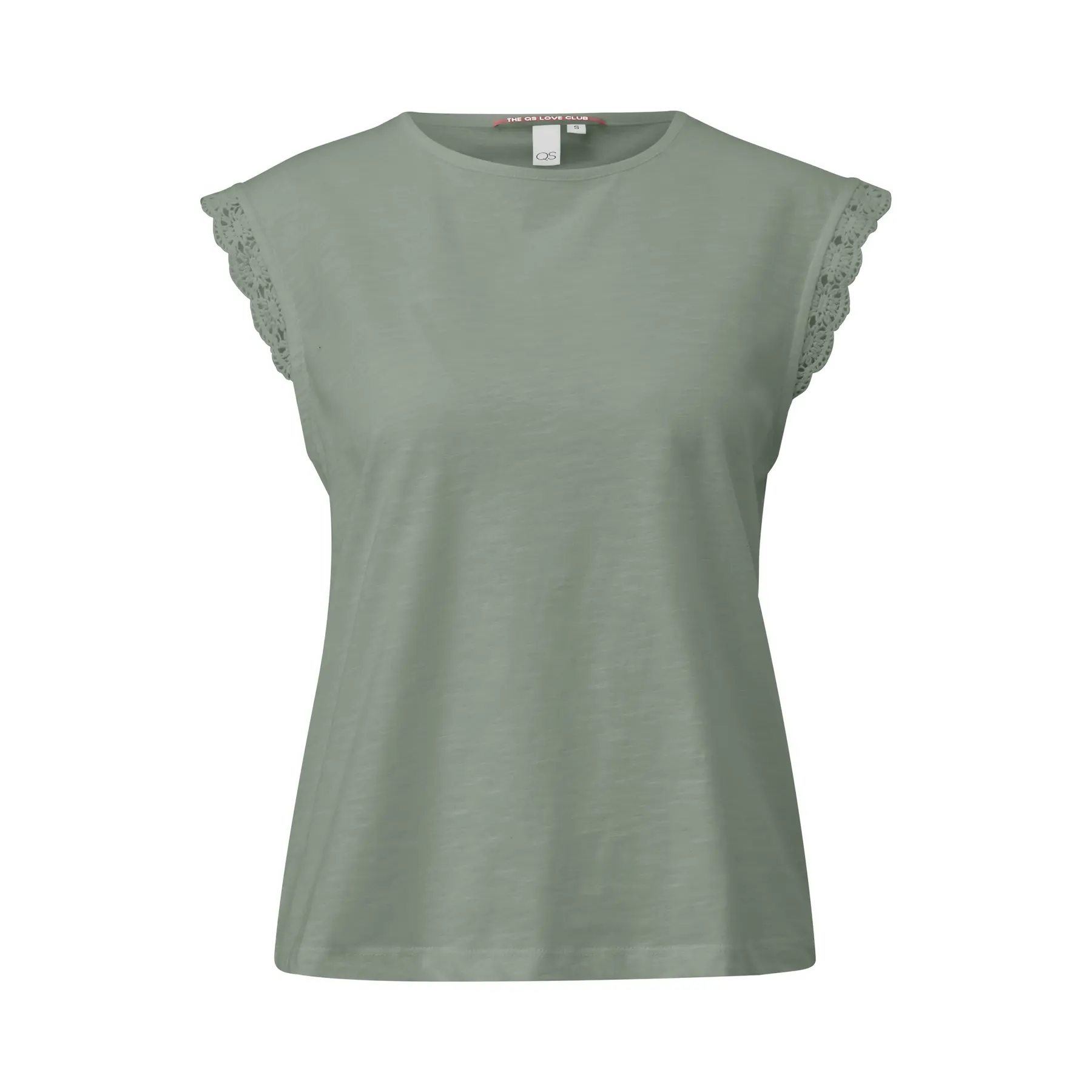 Lockere T-Shirt aus Flammgarn mit Spitze für Damen QS