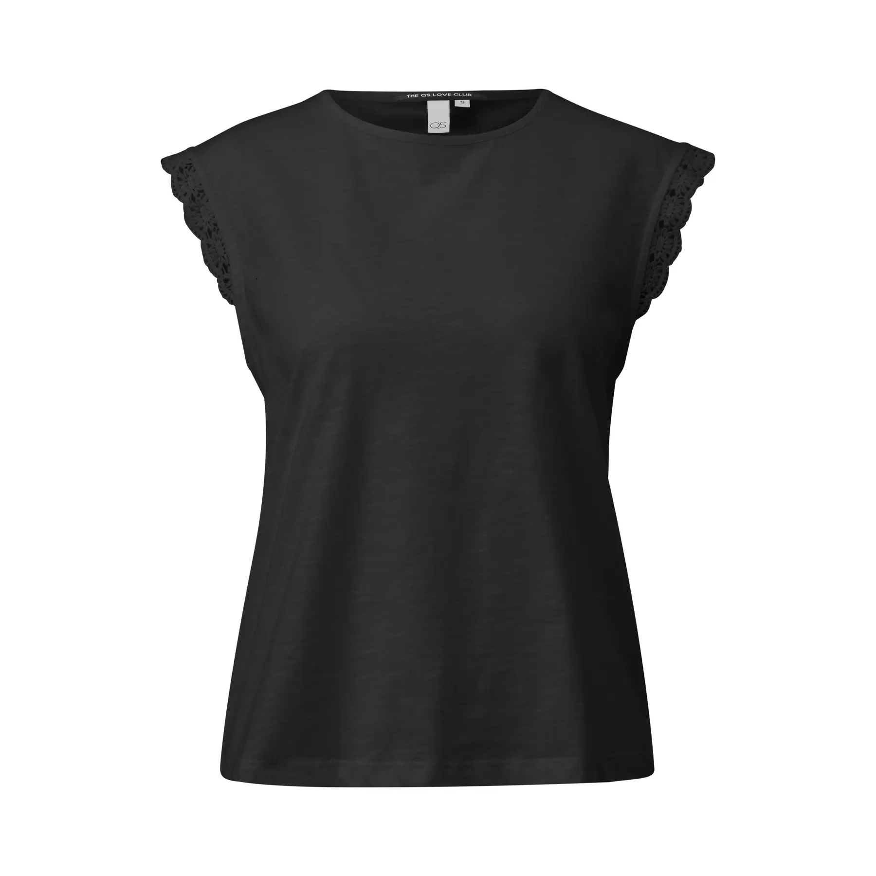 Lockere T-Shirt aus Flammgarn mit Spitze für Damen QS