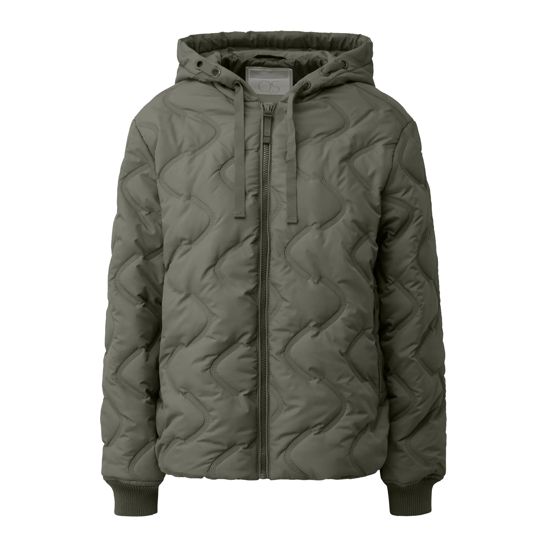 Giacca a motivo trapuntato embosso con cappuccio donna QS