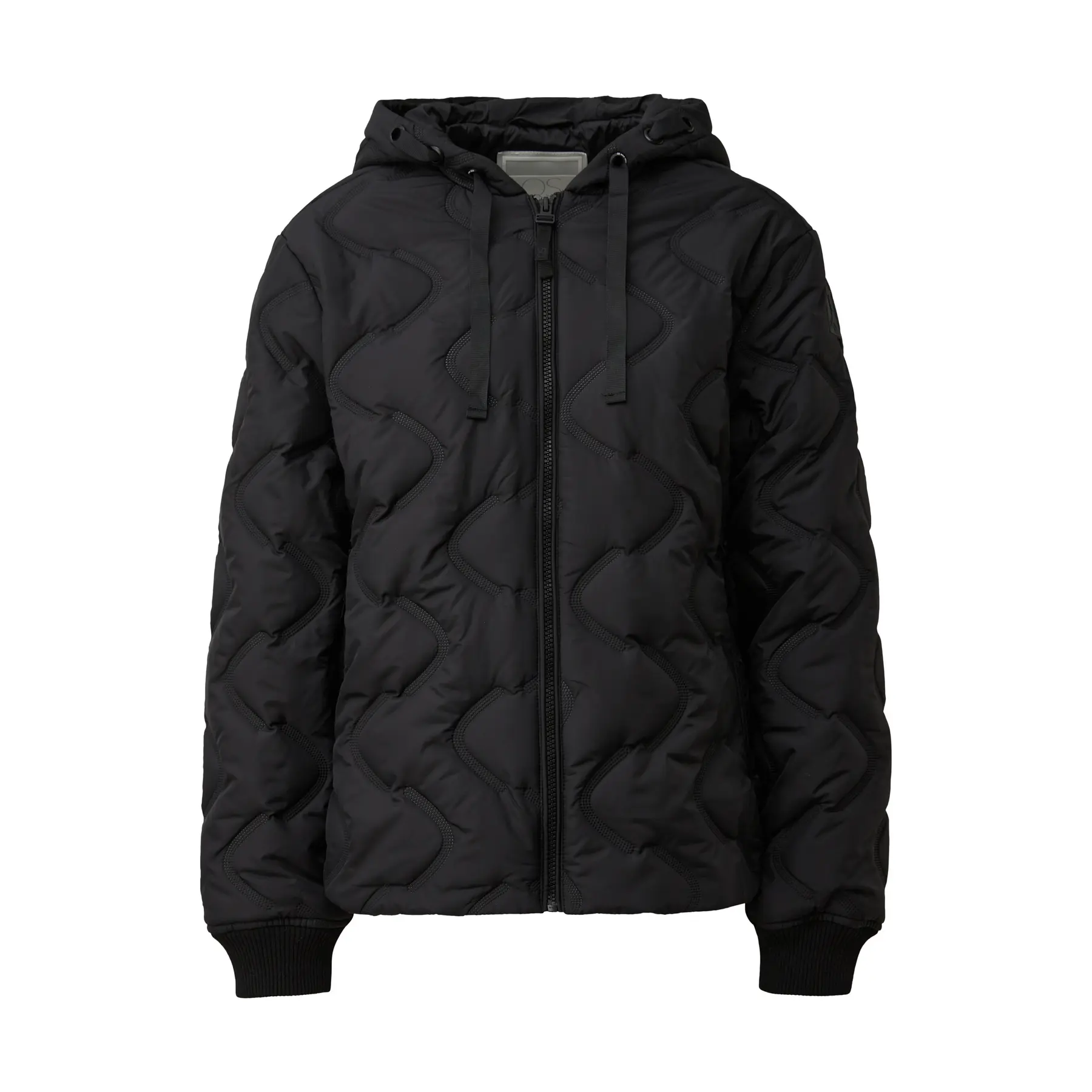Giacca a motivo trapuntato embosso con cappuccio donna QS