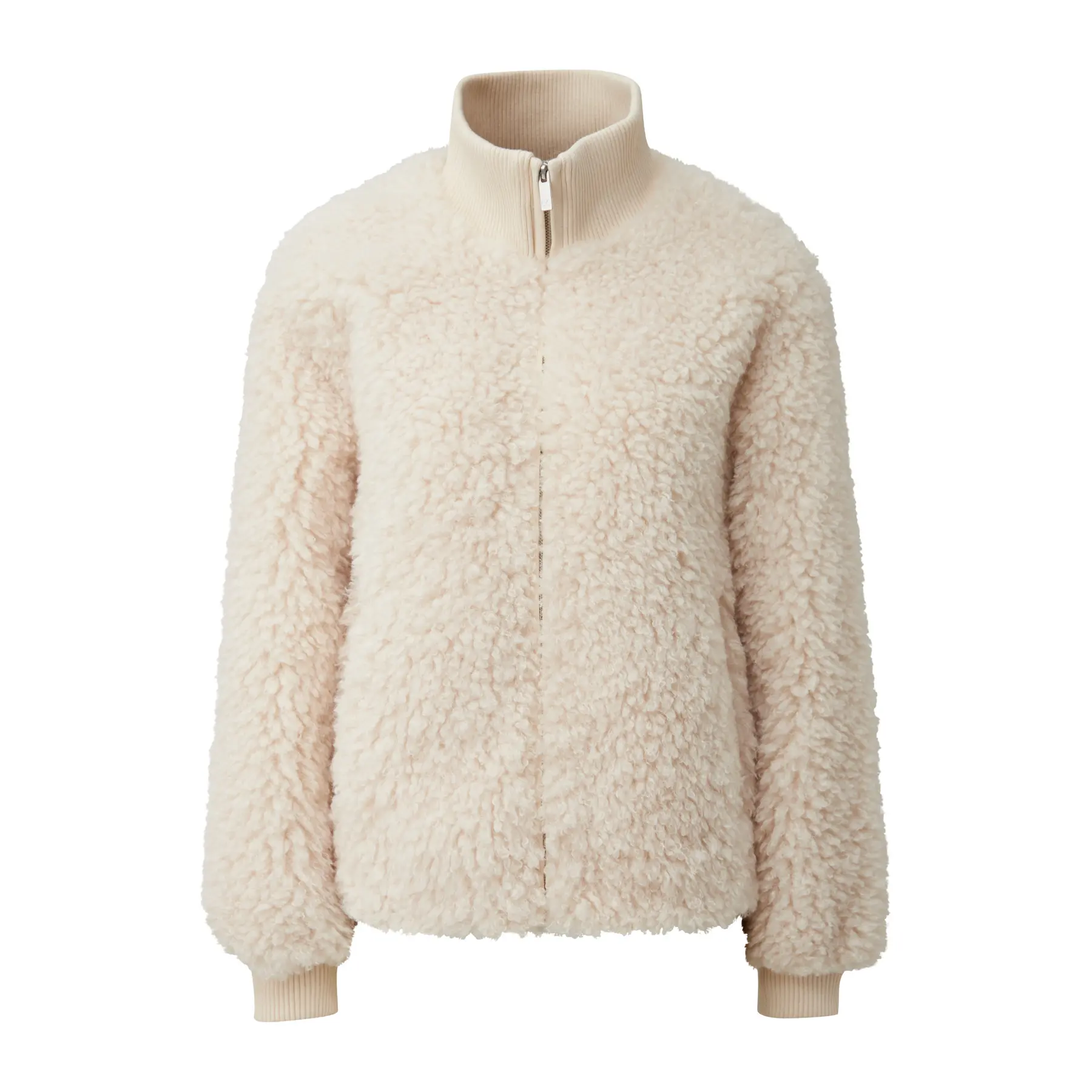 Giacca in pelliccia sintetica con colletto in maglia donna