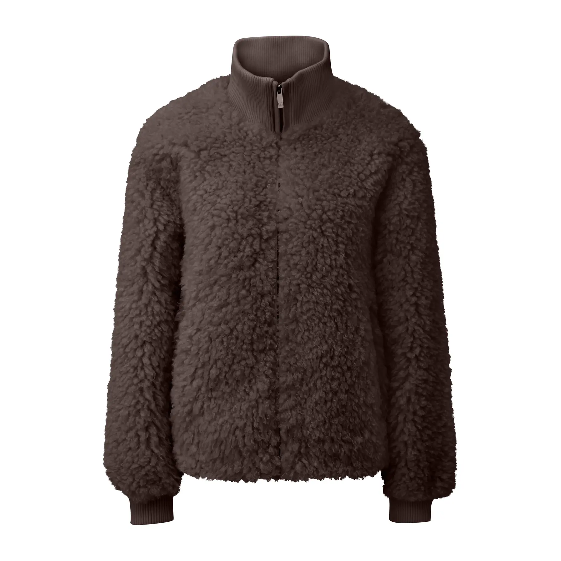 Giacca in pelliccia sintetica con colletto in maglia donna QS
