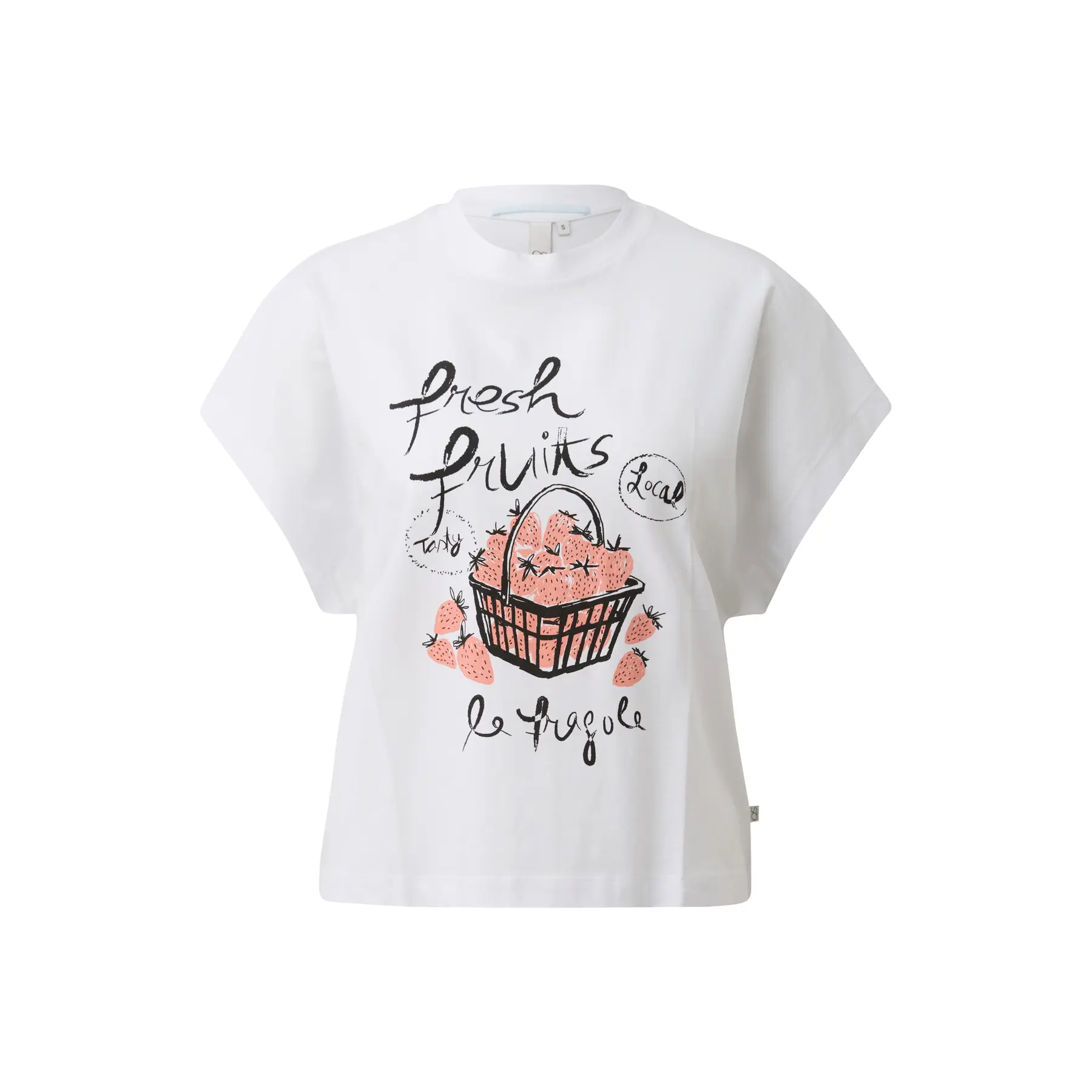 T-shirt oversize con maniche corte e stampa frontale donna QS