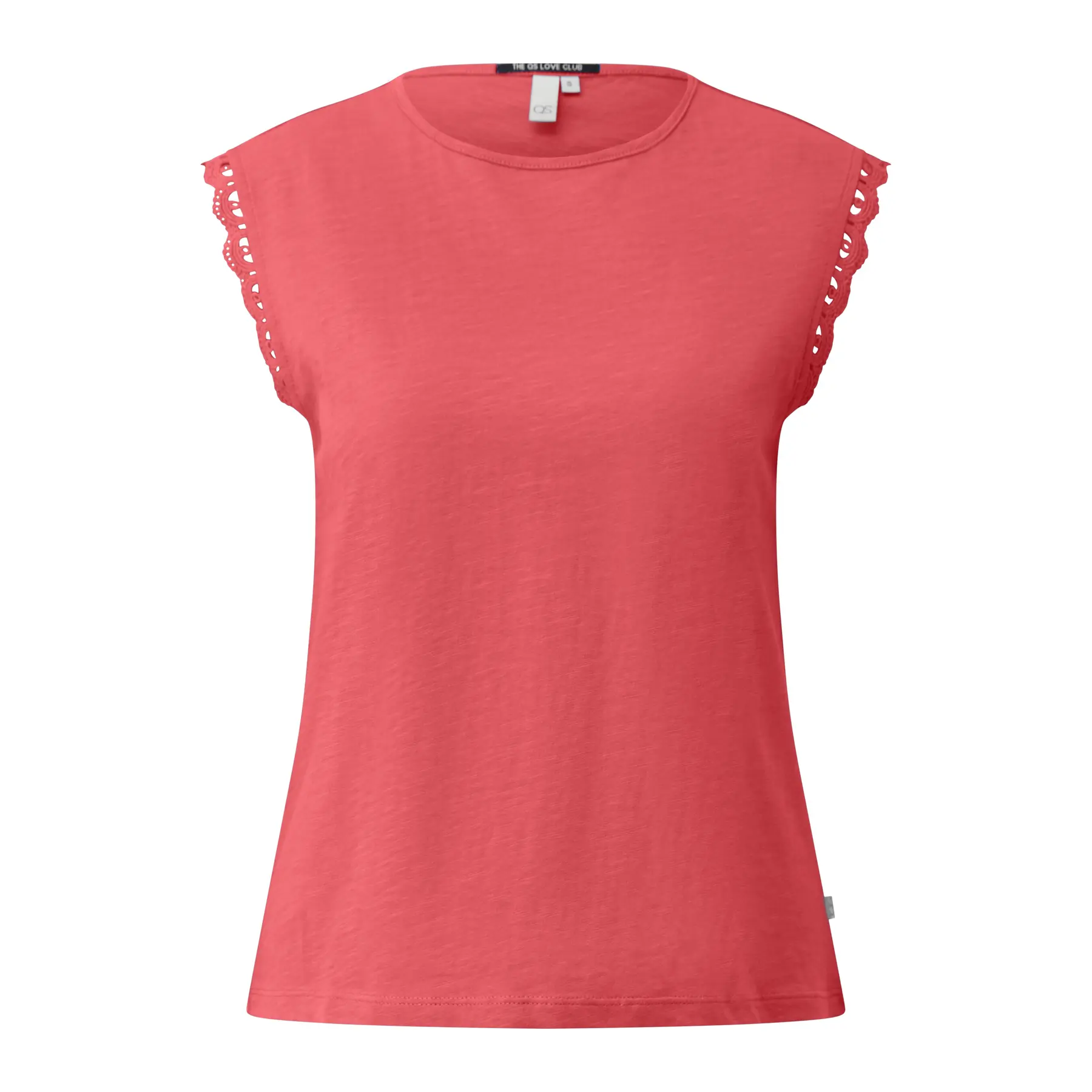 T-shirt in filo flame con bordino in pizzo alle maniche donna QS