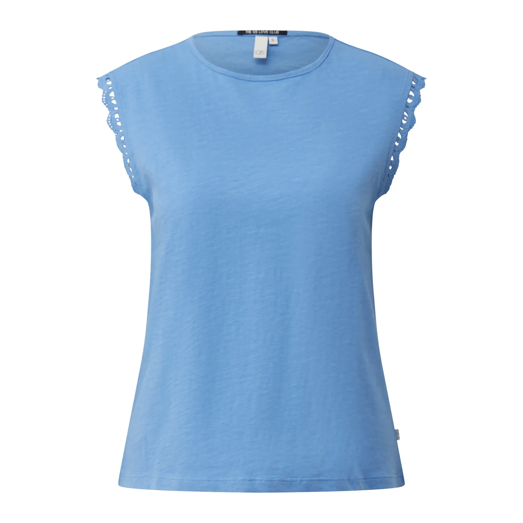 T-shirt in filo flame con bordino in pizzo alle maniche donna QS