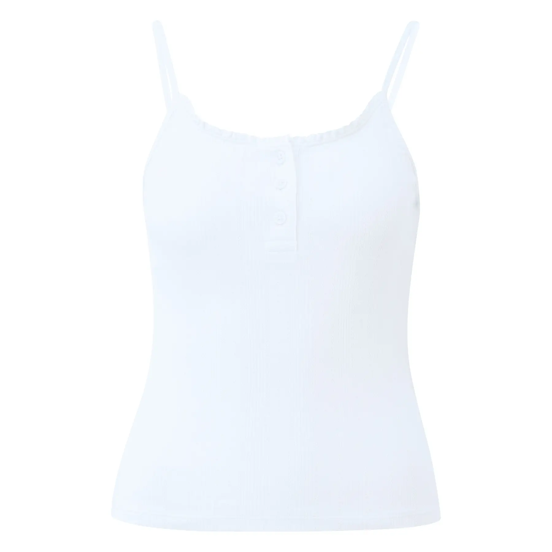 Top a spalline sottili con bottoni e motivo traforato donna QS